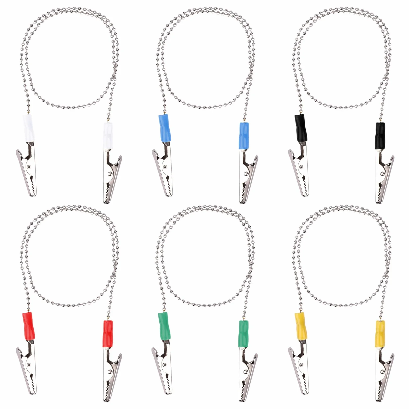 Tinoaly 6pz Clip Bavoletto Dentale con Catena Tovaglioli 48cm Supporti Bavoletto Metallo per Cliniche Dentali