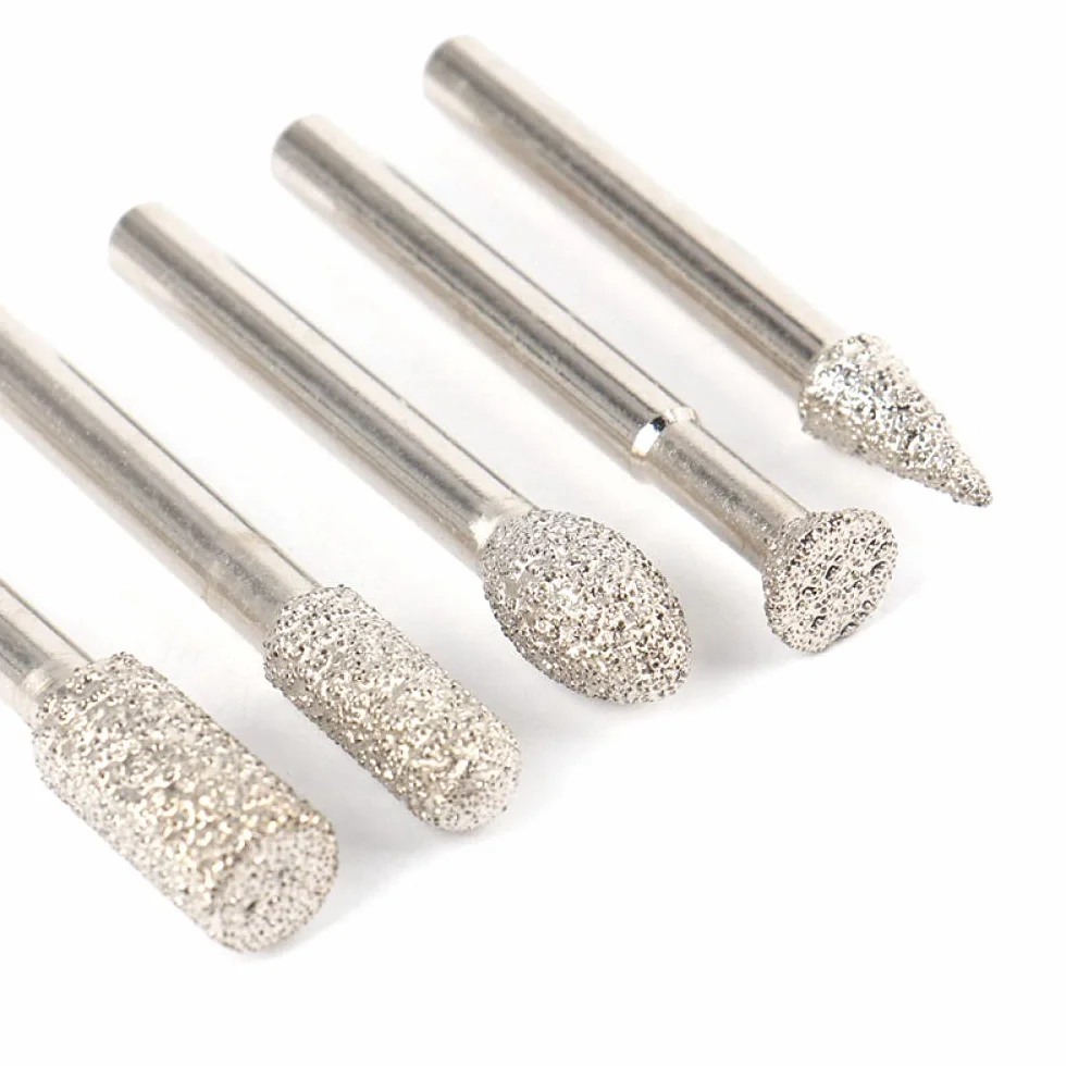 20pcs / set 6mm Shank Shank Vacuum Brazed Diamond Burr Greening Head Tool Rotary Tool for Stone Calcestruzzo intaglio in marmo granito