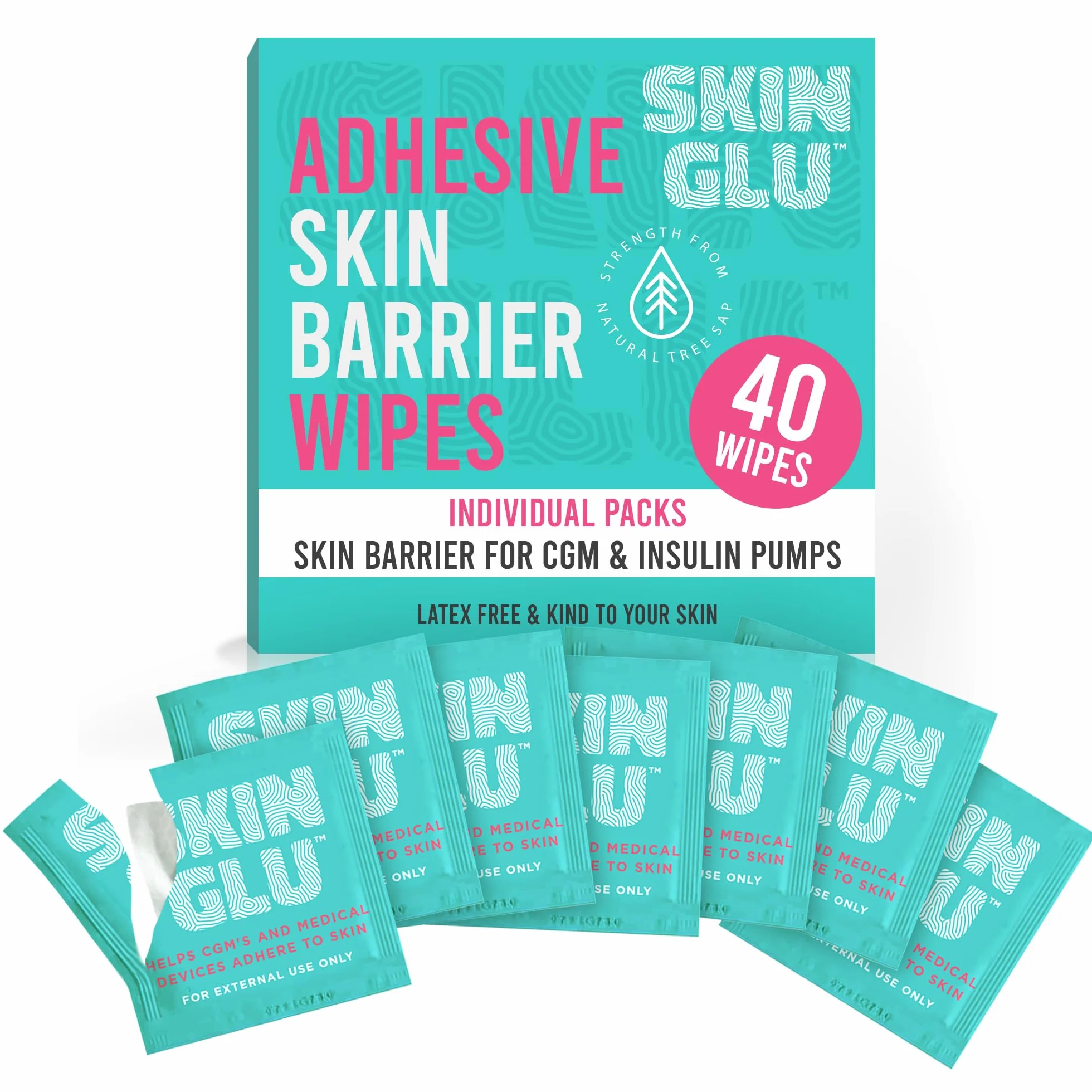 Not Just A Patch Skin Glu Salviette per la preparazione della pelle (confezione da 40) - Salviette ipoallergeniche senza lattice pre-CGM per sensori di monitoraggio dello zucchero nel sangue, cerotti