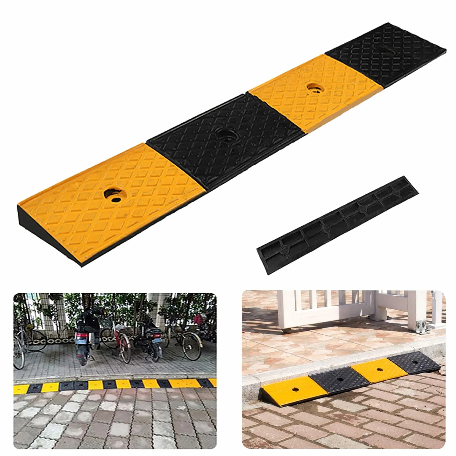 Correttore Di Marciapiede Rampe Di Marciapiede In Gomma, Rampe Portatili Per Soglia Della Porta, Rampa Per Sedia A Rotelle, 1,2-2" Rampa Del Ponte Sul Marciapiede Della Copertura (100x15x3cm)