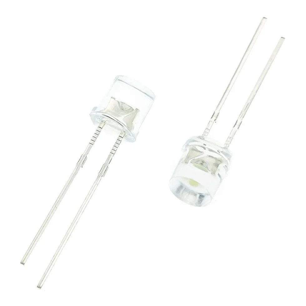 100 pz Min 5mm Flat Top Bianco Rosso Rosa Giallo Blu Grandangolo Lampada Diodo LED Lampadine Ultra Luminose Diodo Emettitore F5 5mm Lampada LED FAI DA TE