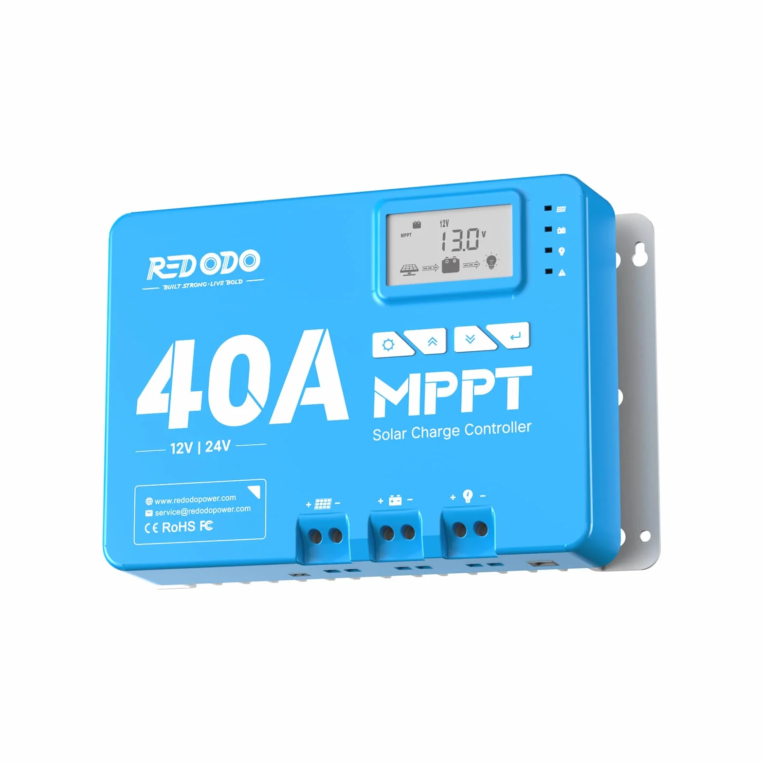 Redodo 40A MPPT 12V/24V Car DC Input Solar Charge Controller con Modulo Bluetooth Incorporato, Parametro Regolabile Display LCD a LED