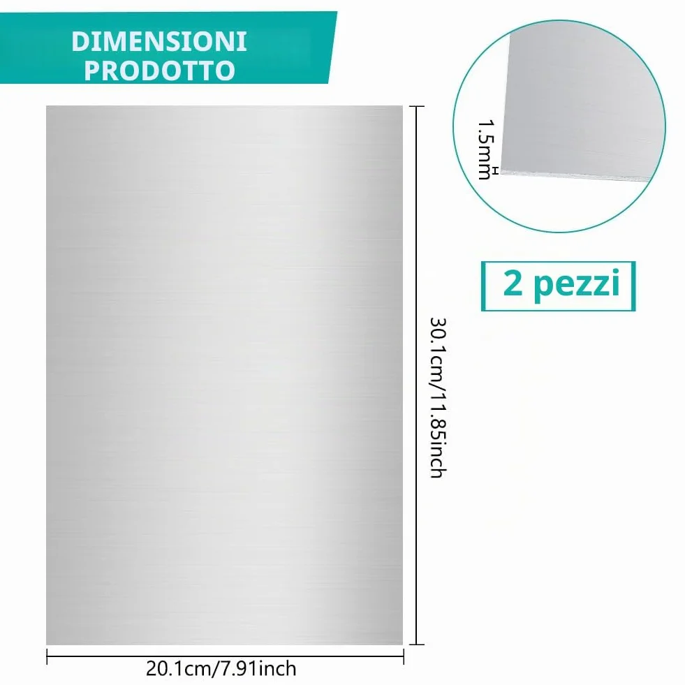 BENECREAT 2 Pezzi Lamiera d'Alluminio 20x30 cm, Piastra Rettangolare Robusta con Pellicola Protettiva per Decorazione, Imballaggio e Costruzione, Spessore 1,5 mm