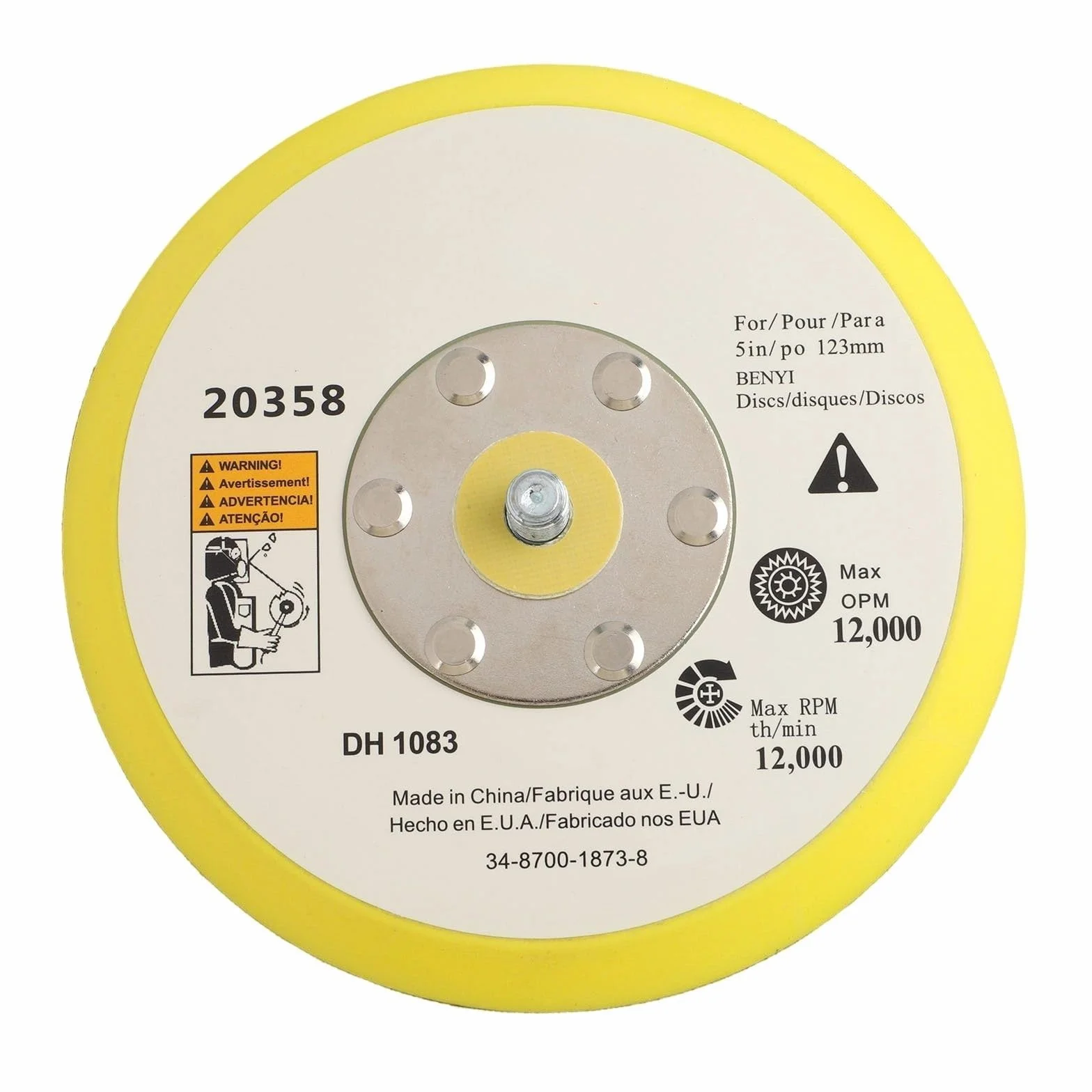 Platorello di supporto per sistemi di levigatura pneumatica con attacco filettato M6 e M8 (12,7 cm) di diametro 5,1 cm, 7,6 cm
