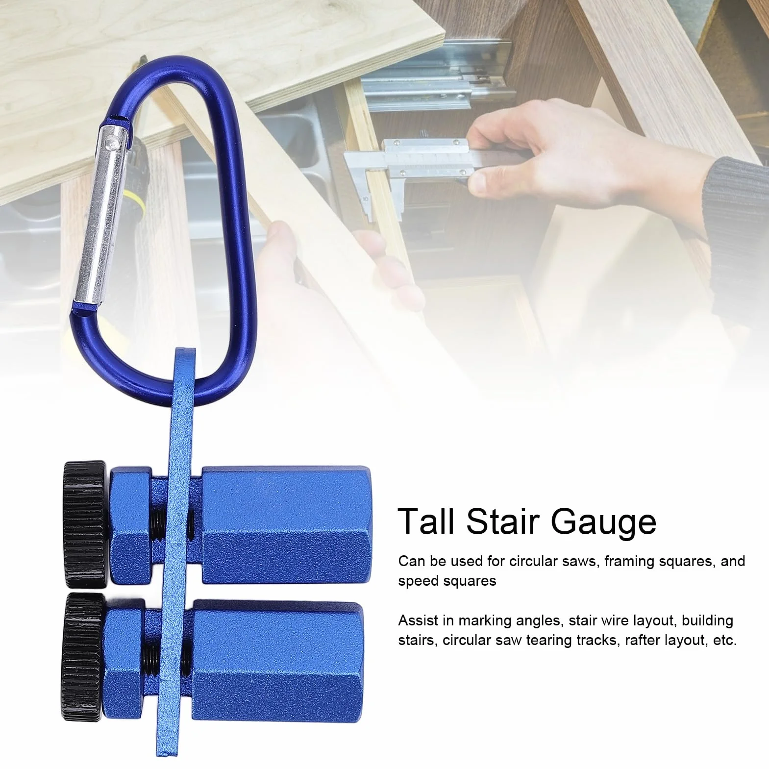Tall Stair Gauge, Strumento di layout in lega in metallo in lega di alluminio con rafter e supporto, arresto quadrato non di slittamento per inquadratura quadrata