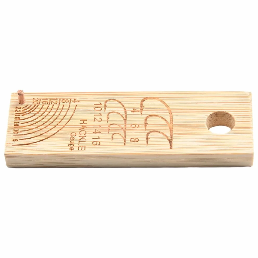 Calibro per pesca a mosca strumento misurazione ami 4-16 hackle 4-22 legno girevole 76x25 mm