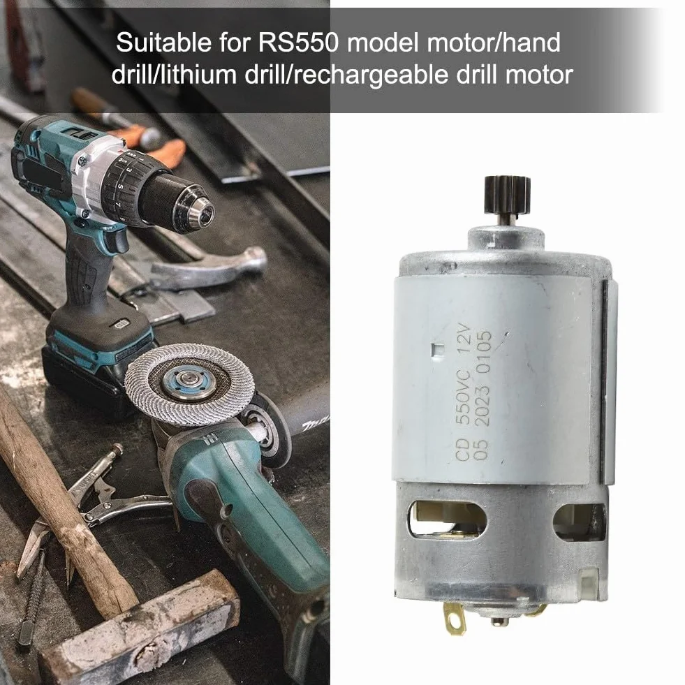 Motore elettrico per trapano elettrico a 9 denti/12 denti, 10 8V/12V/14 4V, affidabile per modello RS550, costruito per prestazioni e longevità (12 V 9 denti)