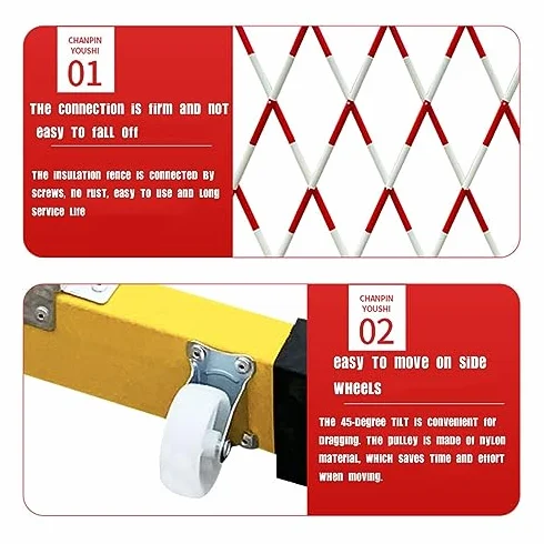 Guardrail mobile espandibile con ruote, cancello di sicurezza pieghevole, recinzione traffico regolabile