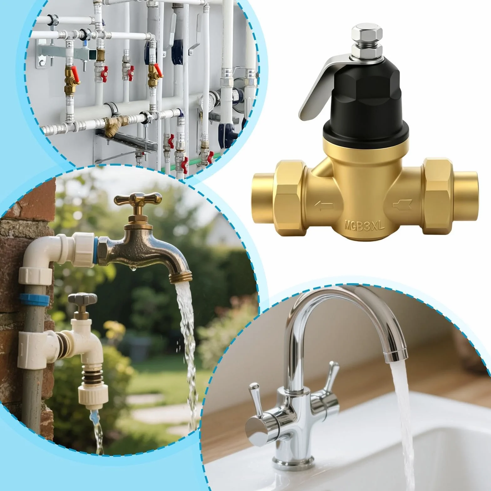 Regolatore di Pressione 'Acqua Valvola Idraulica Regolabile Ricambio Da 3/4 | Regolatore Di Pressione Acqua Regolabile Per Camper Irrigazione Casa Giardino Industria