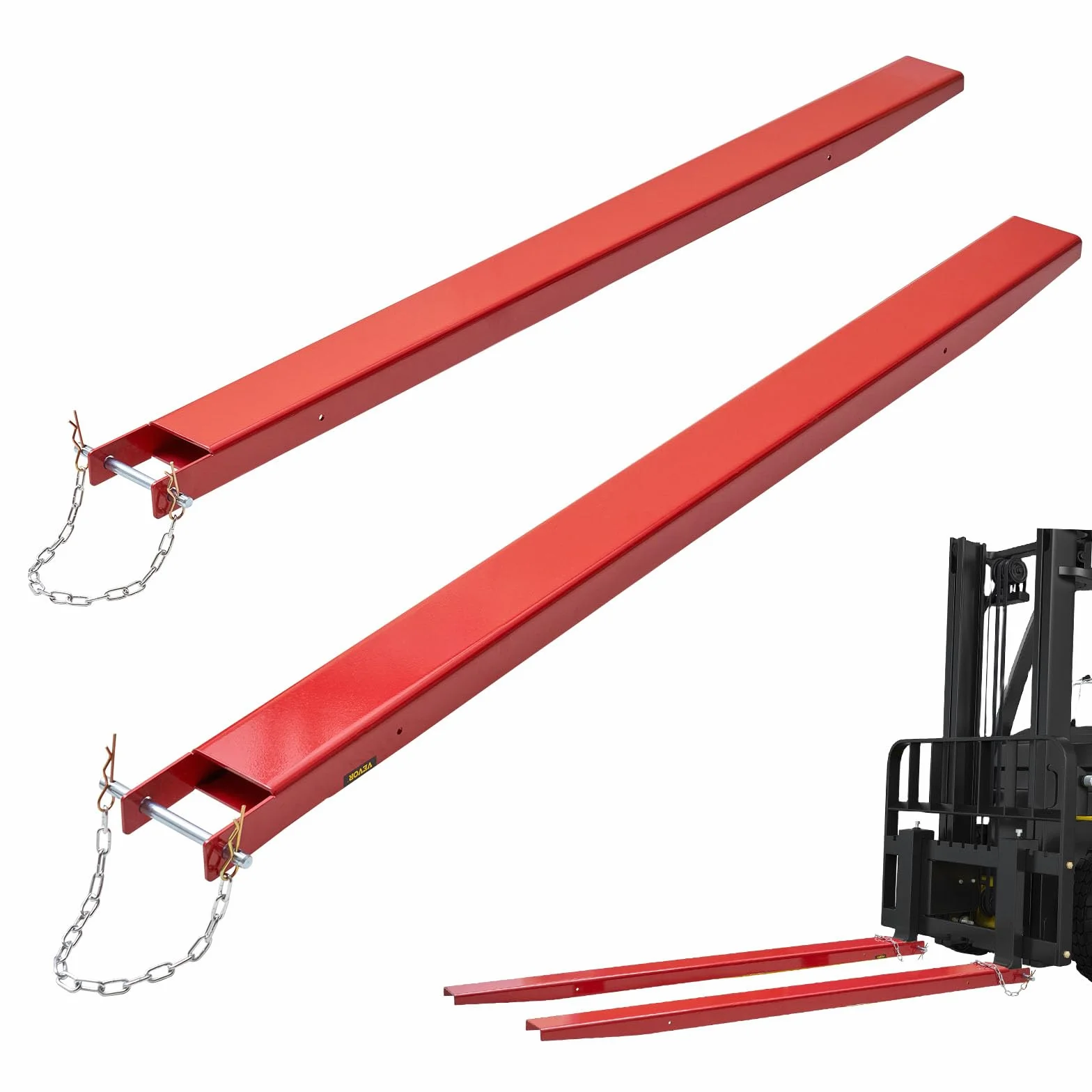 VEVOR Forche per Pallet Lunghezza 1840 mm Capacità Carico max. 1815 Tonnellate, Coppia di Forche per Movimentazione Carico da Benne Trattori Minipala Escavatori in Acciaio, Forche Compatibili 106mm