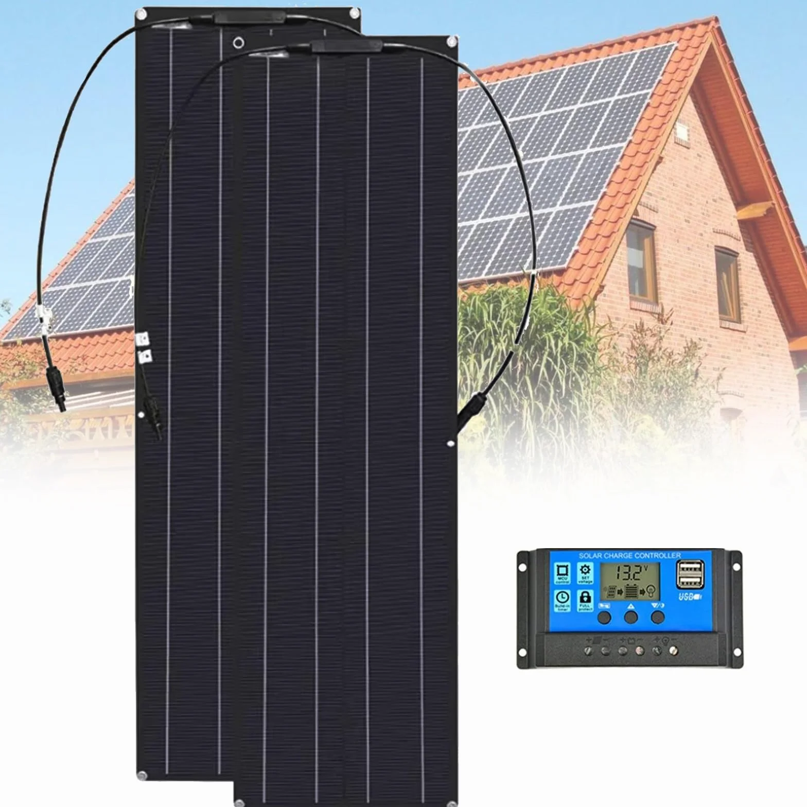Pannello solare morbido 400W 600W 800W 1200W monoristallino pannello fotovoltaico, leggero impermeabile per yacht, veicoli ricreativi, tetto, batterie(400W)