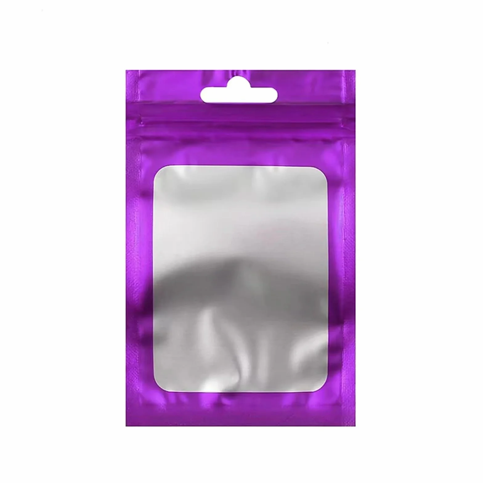 Sacchetti con chiusura a zip, Confezione da 100 sacchetti con chiusura a zip in Mylar foro for appenderli e finestra trasparente multicolore, diverse misure(Purple,12X22CM-OTHER)