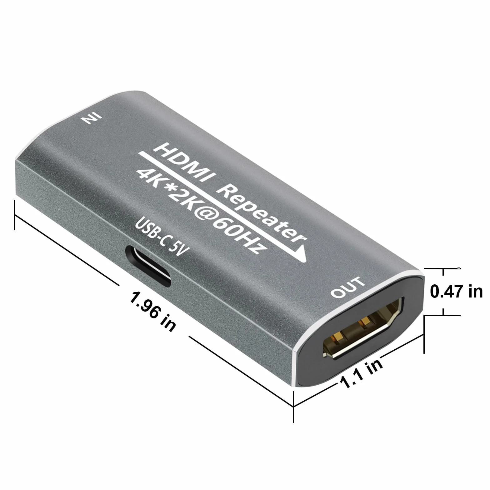 Ripetitore di segnale amplificatore HDMI – 4K @ 60Hz 25M / 1080P 145FT Extender, HDMI femmina a femmina Plug & Play, per gaming/home theater/uso ufficio con porta di alimentazione USB-C