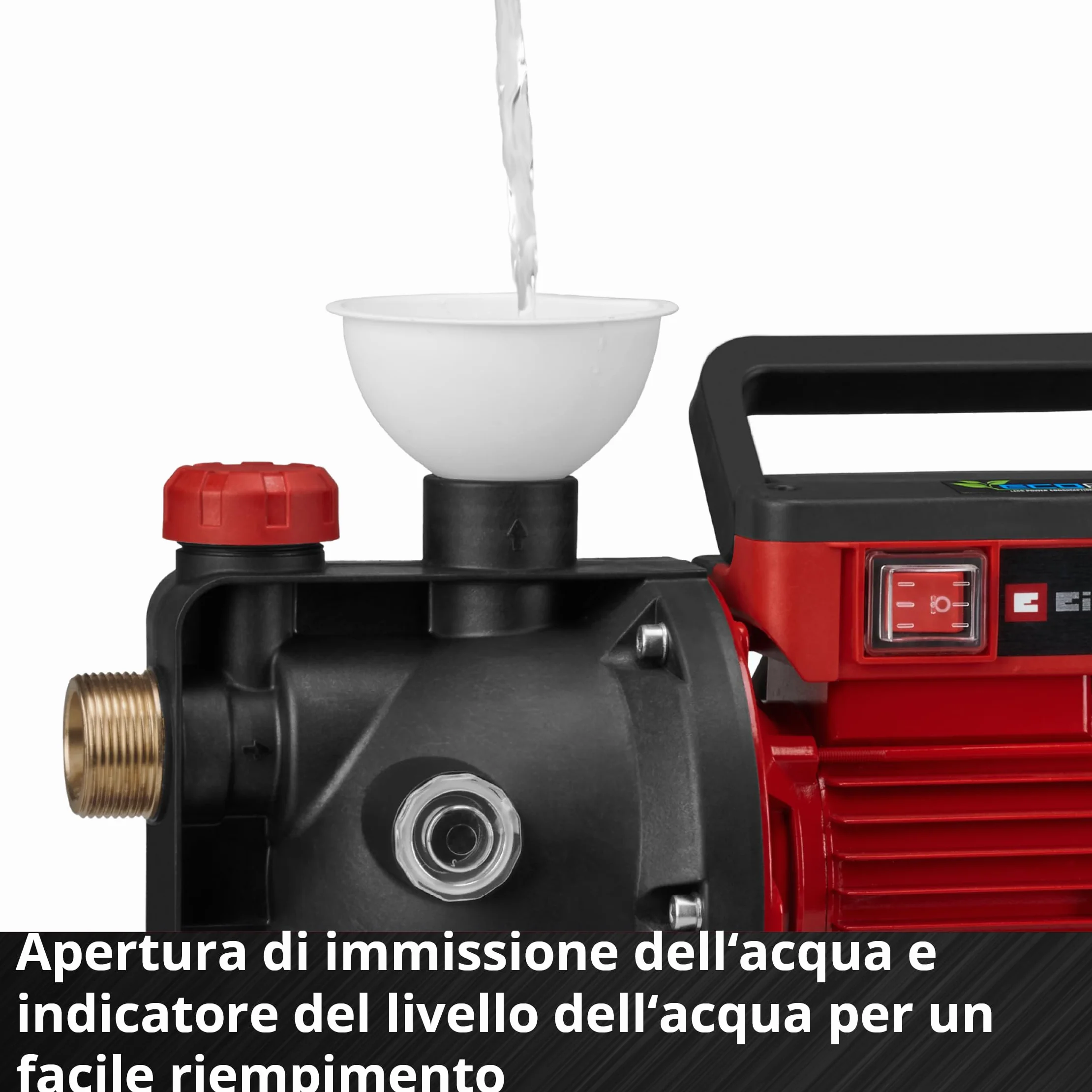 Einhell Pompa da giardino GC-GP 6050 ECO PLUS (portata max. 5000 l/h, prevalenza max. 40 m, tecnologia ECO PLUS, vite di scarico dell'acqua, adattatore universale 33,3 mm incluso)