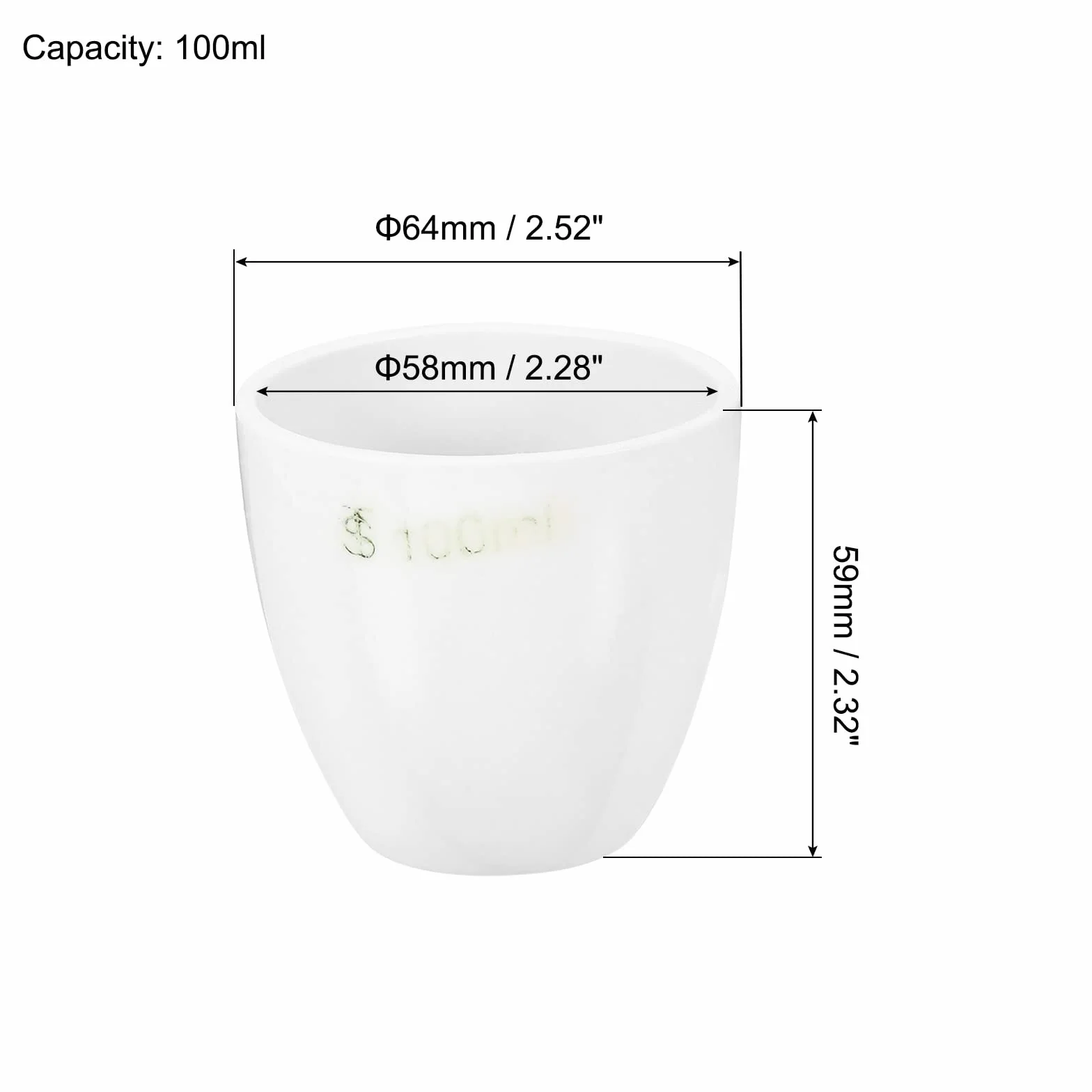 PATIKIL 100ml Crogiolo Porcellana con Coperchio Vaso Ciotola Alta Forma Evaporazione per Laboratorio Aula