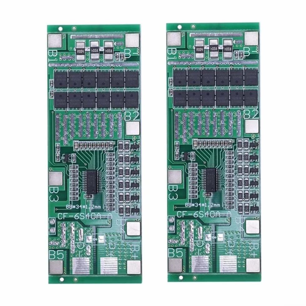 Batteria al litio 6S Scheda di protezione 40A per uso solare con rilevamento di cortocircuito e sovracorrente (2 pezzi)