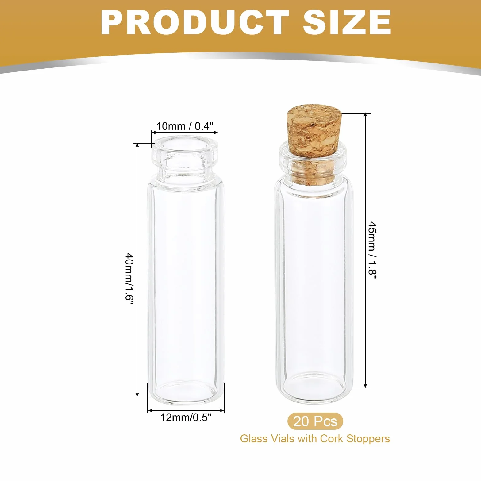 PATIKIL 3ml Piccole Bottiglie di Vetro Vial, 20Pcs Mini Bottiglie Trasparenti Vetro Barattoli Vuoti con Tappi di Sugo per Polvere Crema Artigianato