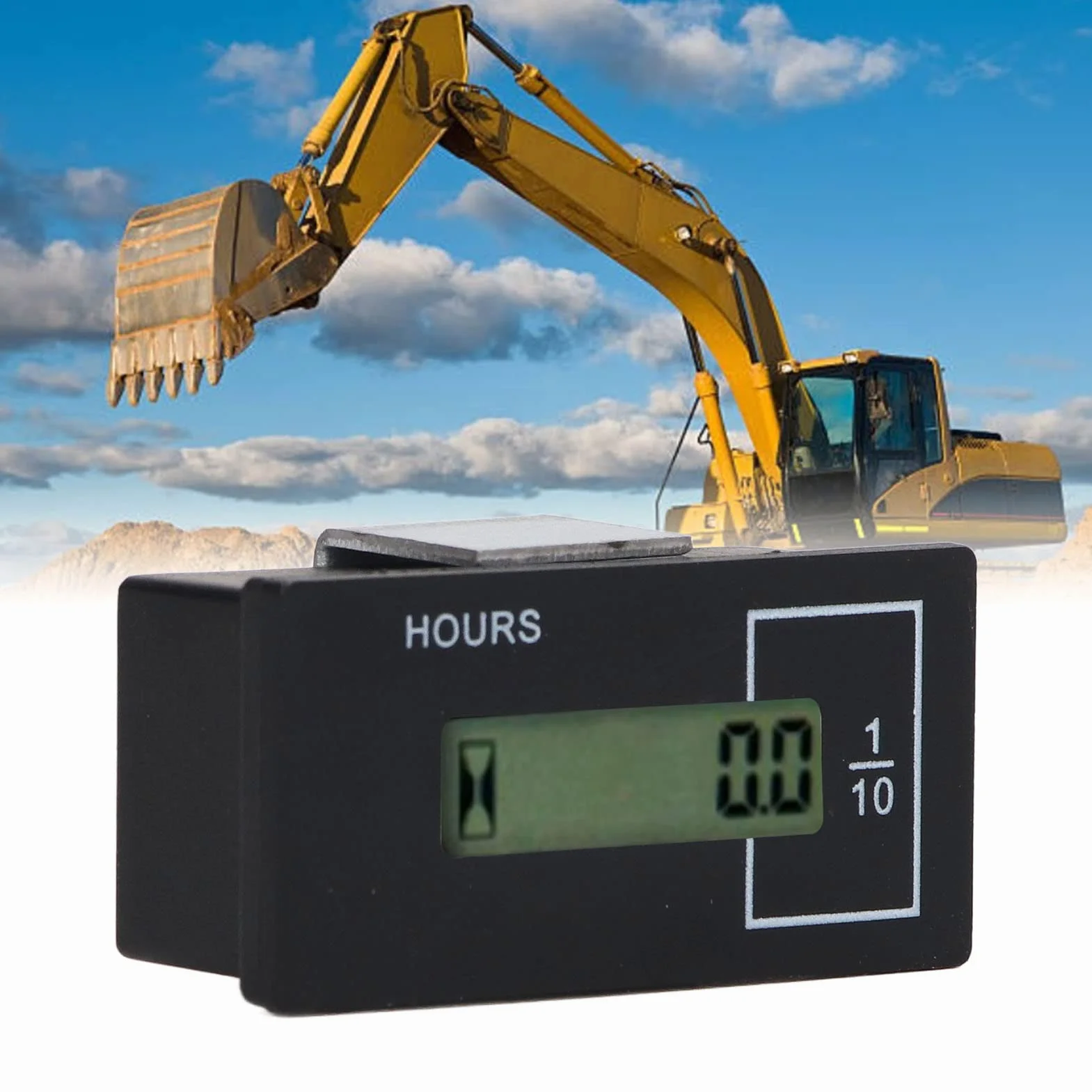 Wyświetlacz LCD Licznik Godzin 12V-36V 0-99999.9H Do Koparki Kato 9 Pin