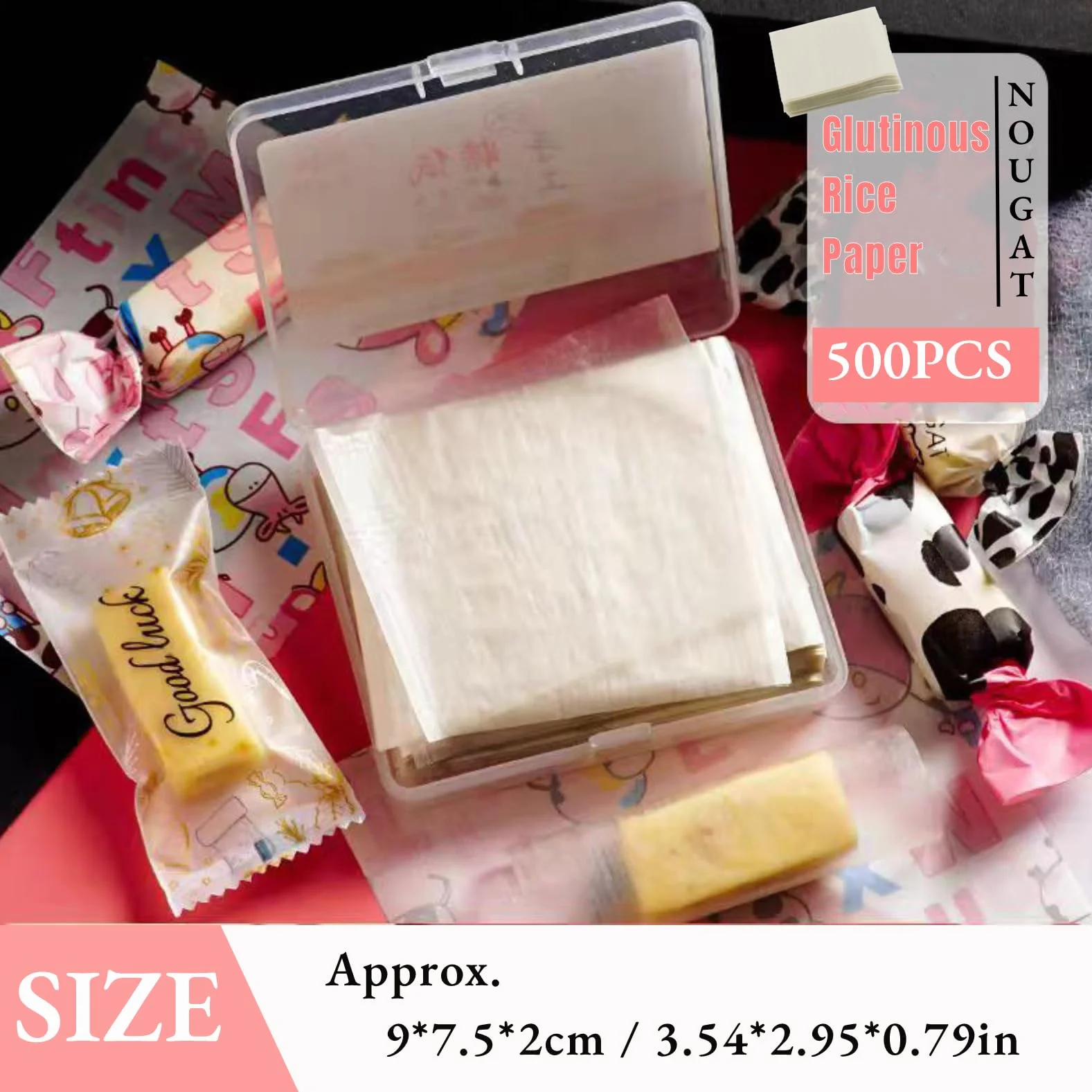 Fogli Di Riso Alimentari, Carta Commestibile Wafer Paper, Torrone Paper, Carta per Cialde, Fogli per Confezionare Caramelle Fatte A Mano(500 Pezzi)