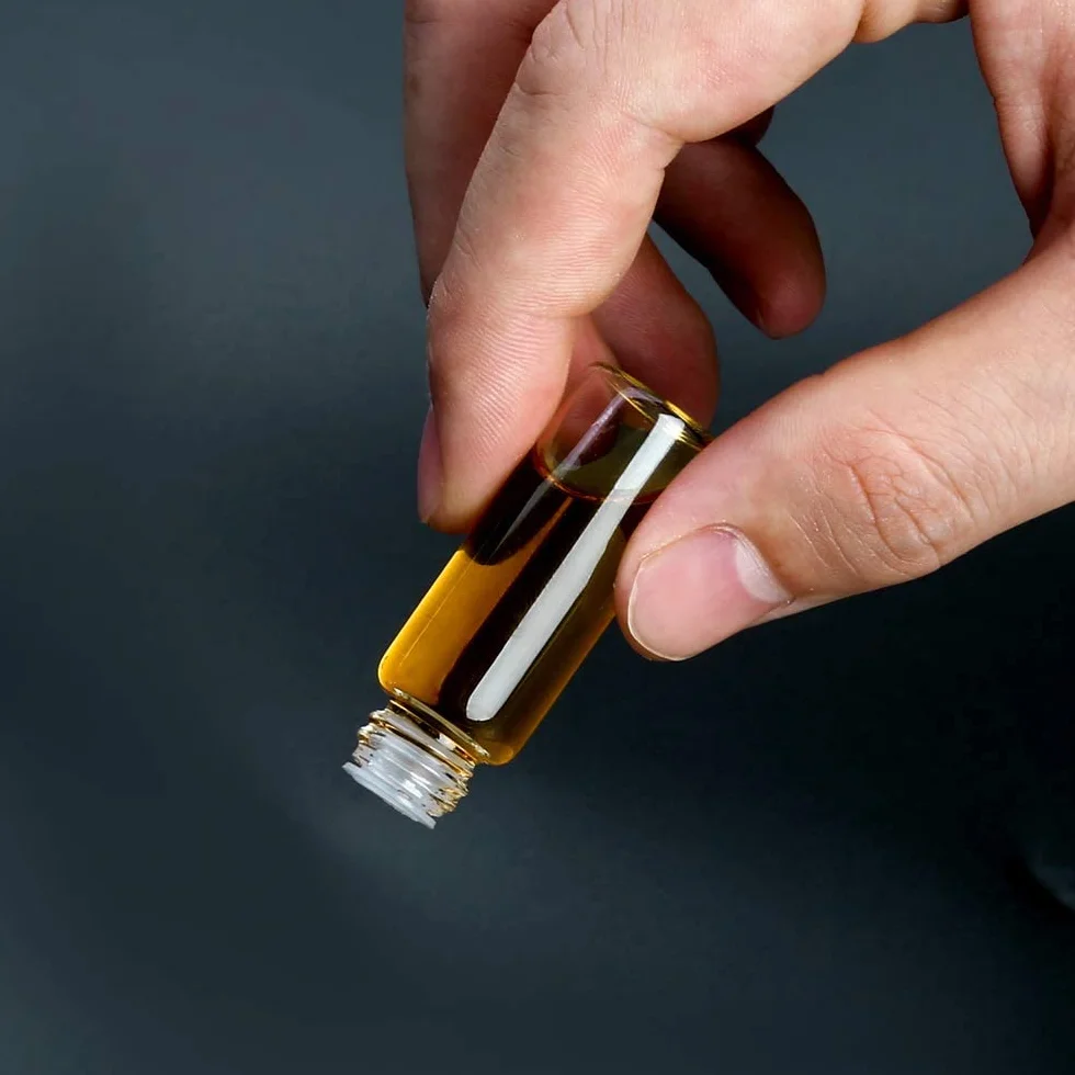 Fiale di Vetro Trasparente 5ml con Tappo Nero, Bottiglie Campione per Oli Essenziali