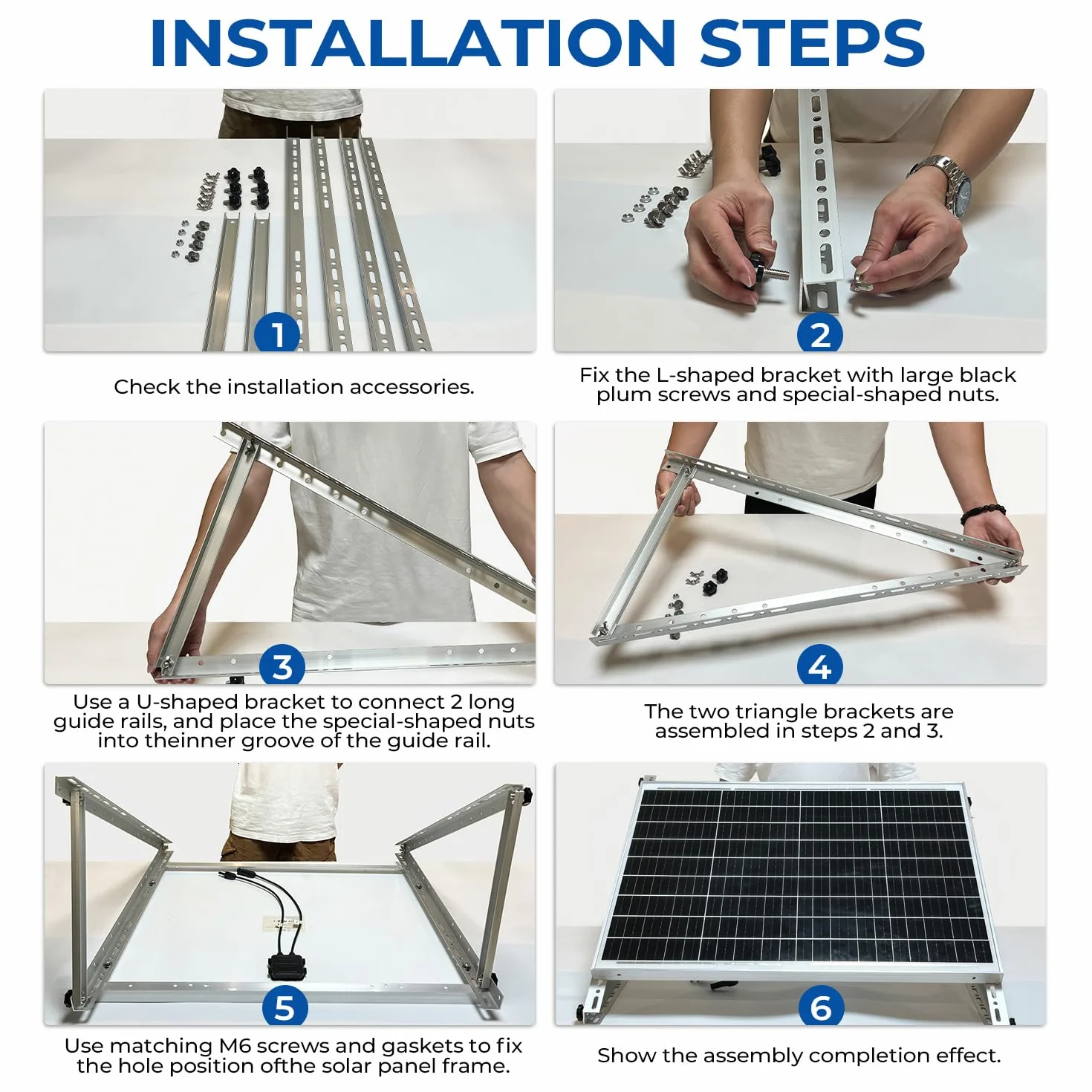 2 set di staffe per pannelli solari da 114 cm, gambe pieghevoli inclinabili, staffa di montaggio per pannello solare, marcature di regolazione dell'angolo da 0 a 90°, per sistemi off-grid da 100-600 W