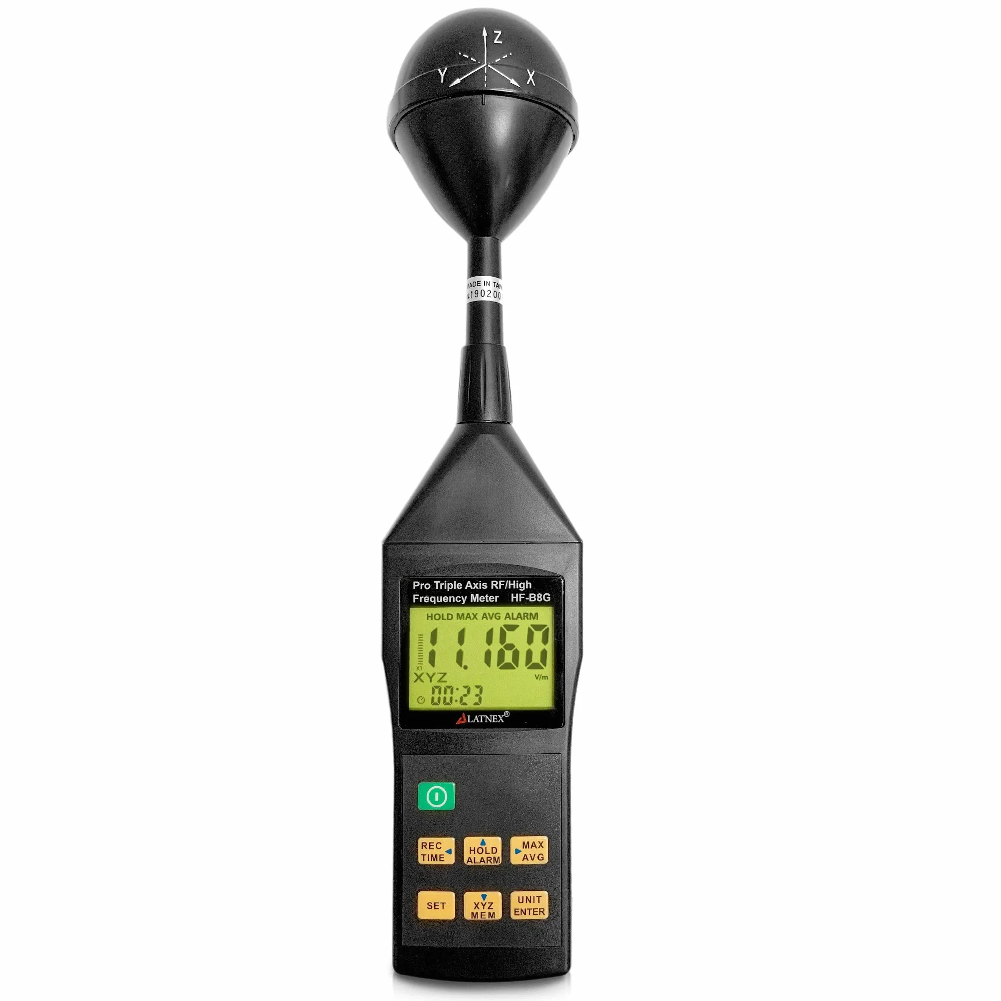 Misuratore EMF RF HF-B8G ad alta frequenza 10 Mhz-8 Ghz. Misura i livelli di radiazione ad ampio raggio da torri cellulari-Smart Meters-Wi-Fi-Cordless e telefoni 3G-4G Networks-Dispositivi Bluetooth