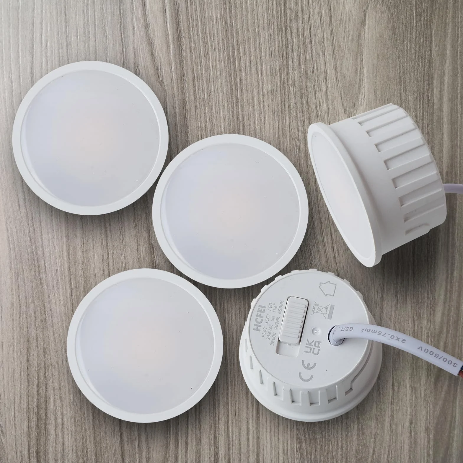 HCFEI Modulo LED ultra piatto, diametro 50 x 24 mm, per faretto da incasso, 5 W, 450 lm, 110° 230 V, bianco caldo, bianco naturale, bianco freddo, sostituisce lampadine GU10 MR16, impermeabile IP44