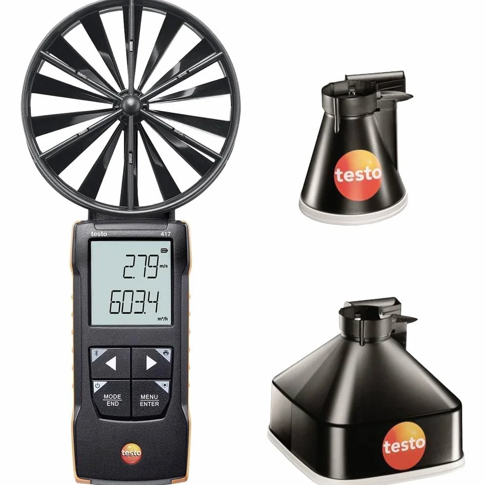 Testo Kit 417 con imbuti di misurazione con connettività di applicazione