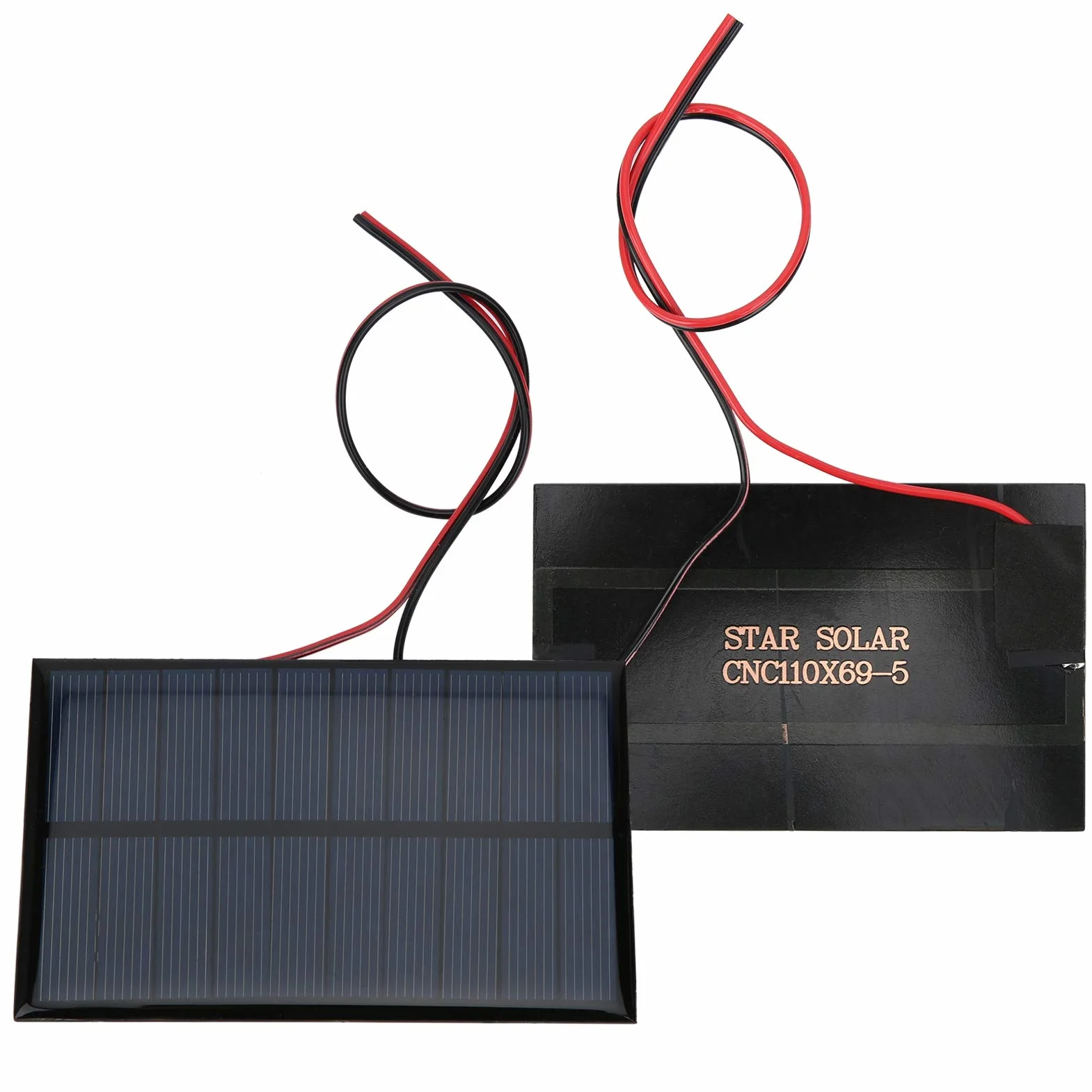 Mini Pannelli Solari 5V 250mA 1,25W 2 Pezzi Policristalline 110x69mm con Cavo 30cm per Progetti Fai da Te