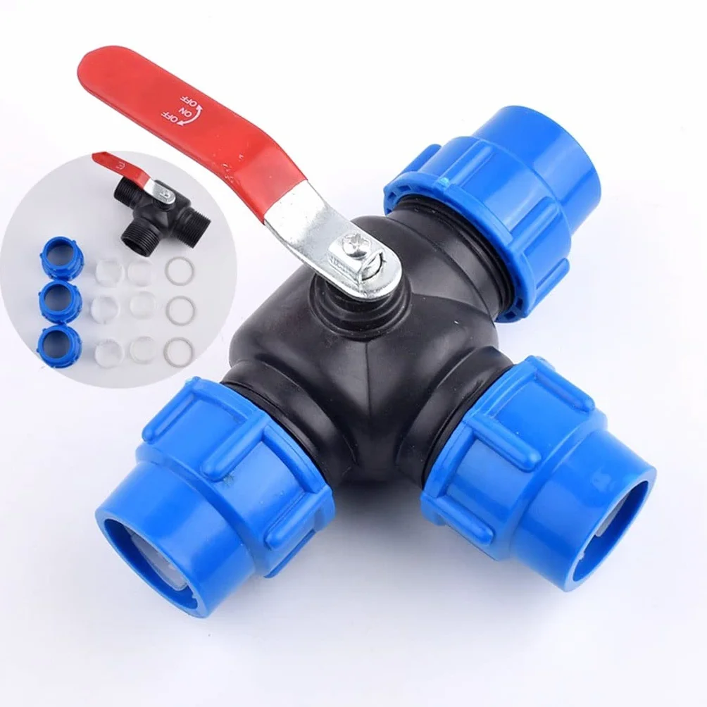 Valvola a sfera in PE PVC tipo T a 3 vie con connettore rapido da 1 pcs for irrigazione agricola(50mm)