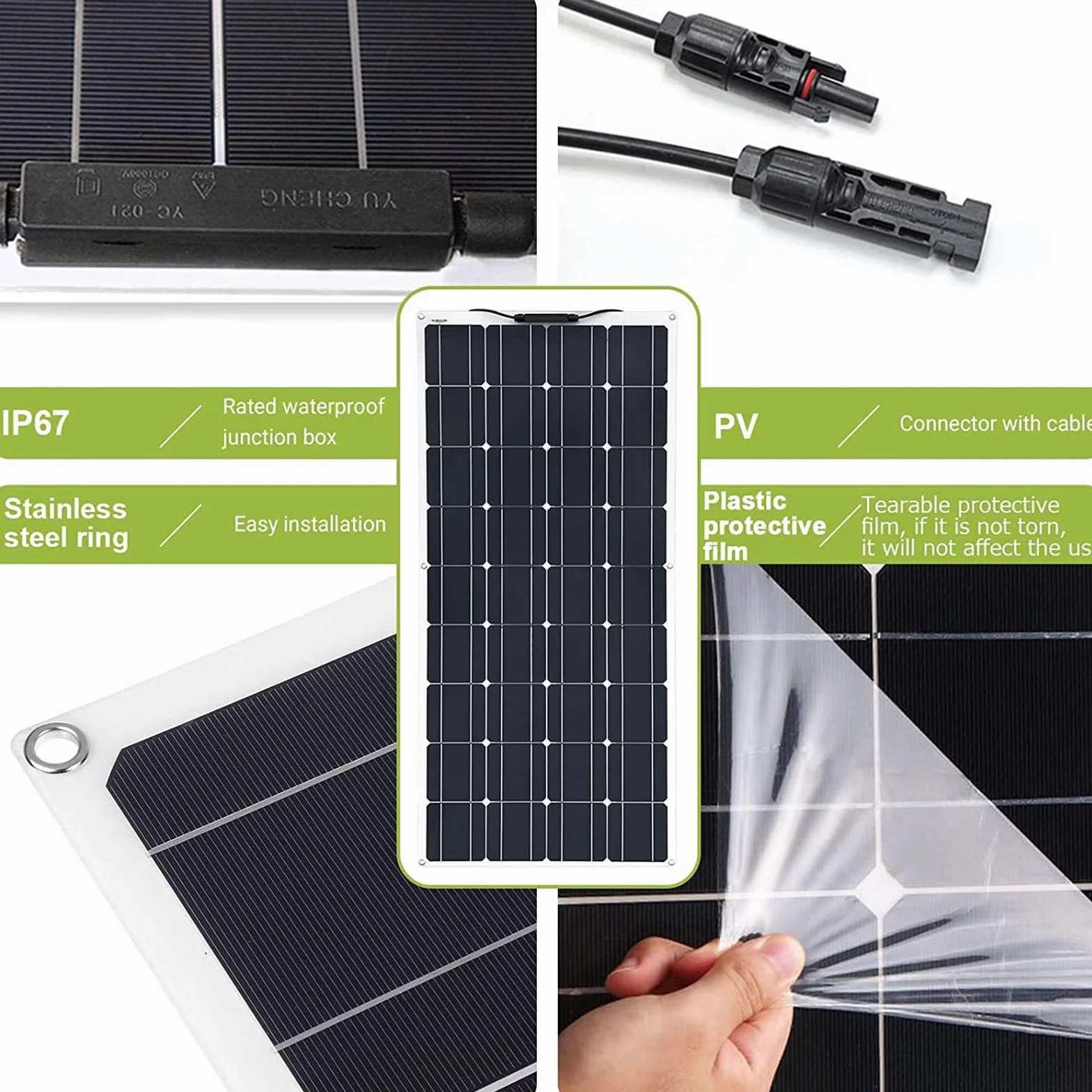 Pannello Solare Flessibile 150W/200W/300W/400W/520W Kit di Sis Tema Pannello Solare monocristallino Modulo 36V Regolatore di Carica Solare Cavo Solare,Pannello Solare Flessibile,2 * 200w