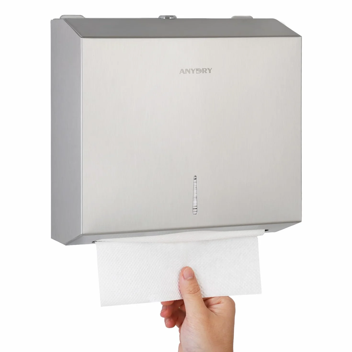 anydry Dispensatore di salviette di carta a montaggio murario 250 fogli acciaio inox satinato bloccabile multifold Z-fold