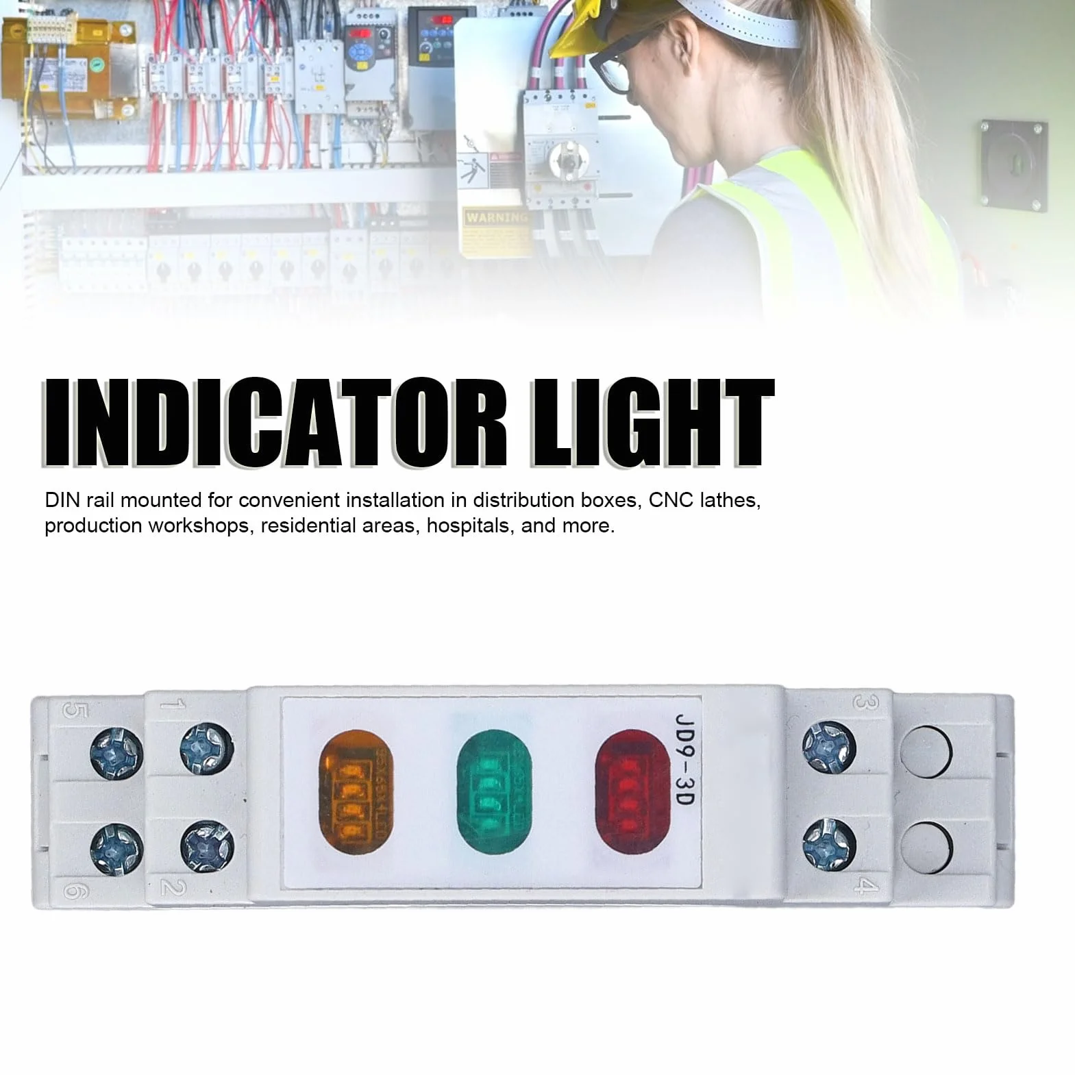 Lampada Spia LED 230V Rosso Giallo Verde per Guida DIN Segnalazione Stato
