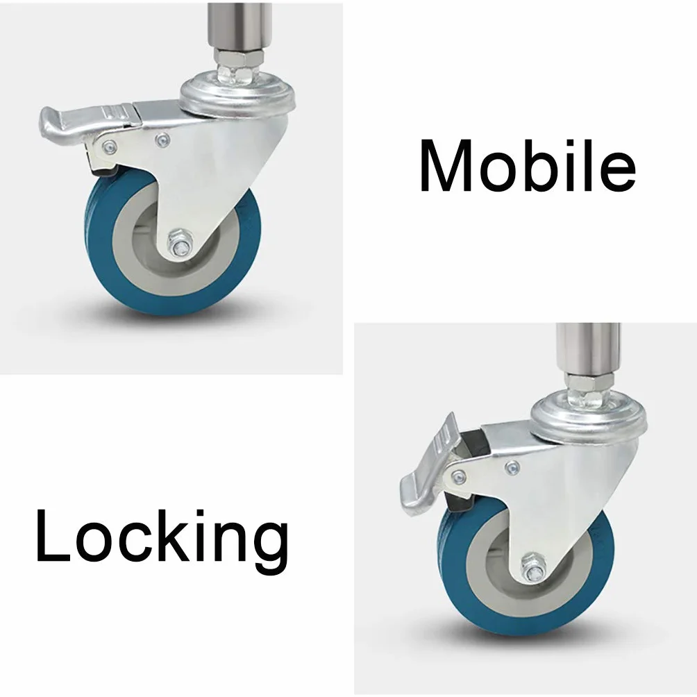 Carrello Medico, Multifunzionale Carrello da Cucina, Acciaio Inossidabile con Carrello da Laboratorio per Ospedale, con Ruote Bloccabili - 2/3 Strati