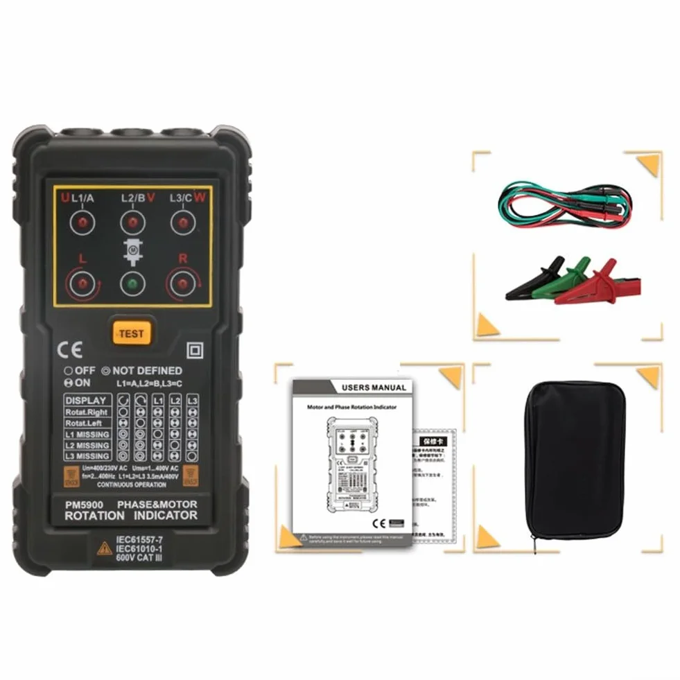 Indicatore di rotazione delle sequenze di fase del motore PM5900 Test di sequenze non di fase