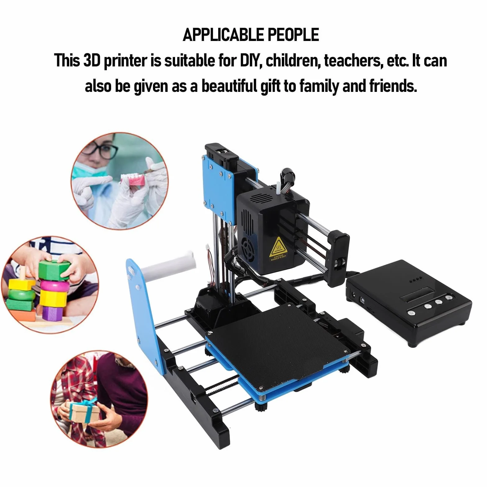 Mini Stampante 3D per Principianti, 10-40 mm/s Macchine da Stampa 3D con Filamento PLA da 1,75 MM, Stampante 3D Supporta Stampa con un Clic del Mouse, Dimensioni di Stampa 100 x 100 x 100 mm