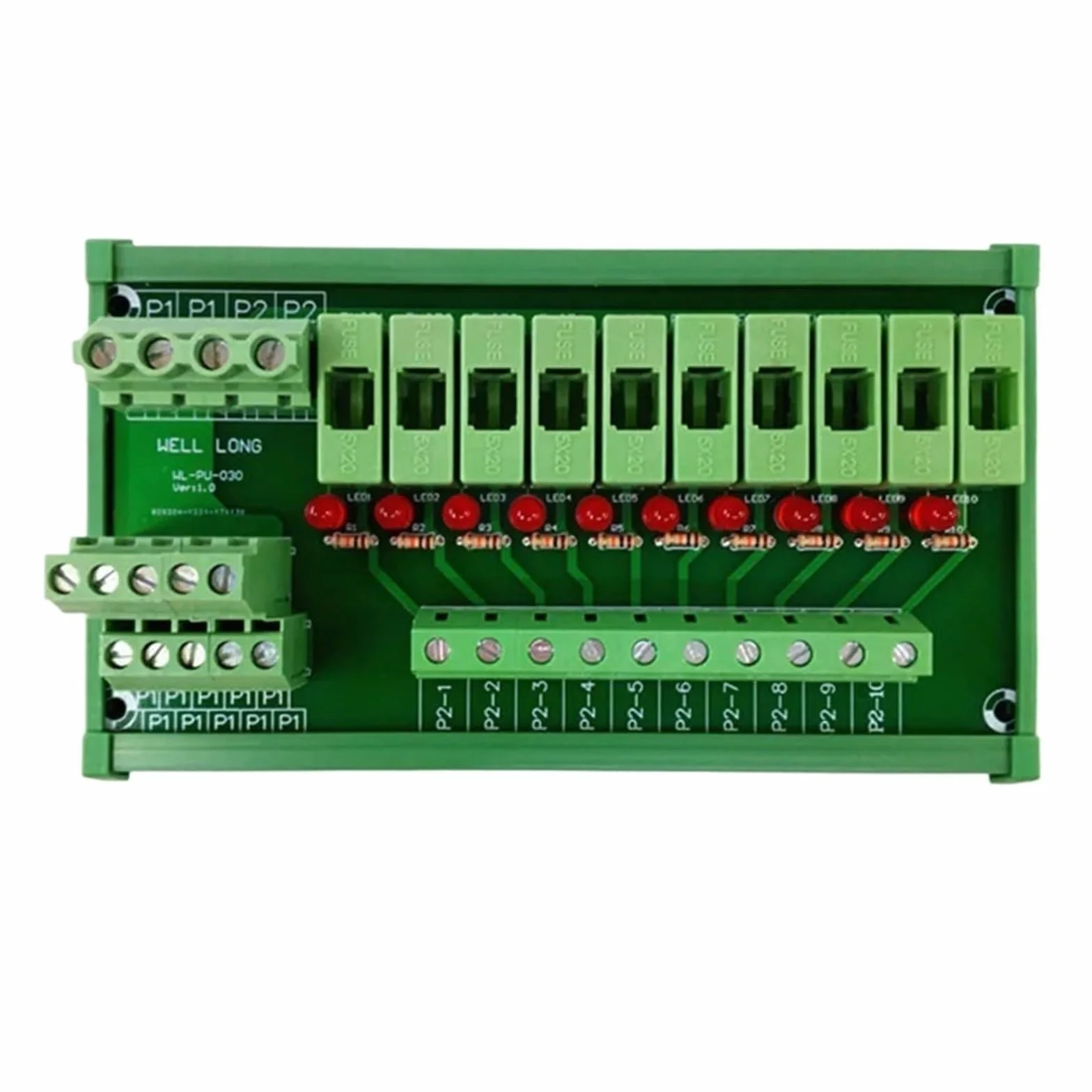 Modulo relè PLC Modulo fusibile, modulo di distribuzione dell'alimentazione con fusibile a 10 posizioni for montaggio su guida DIN