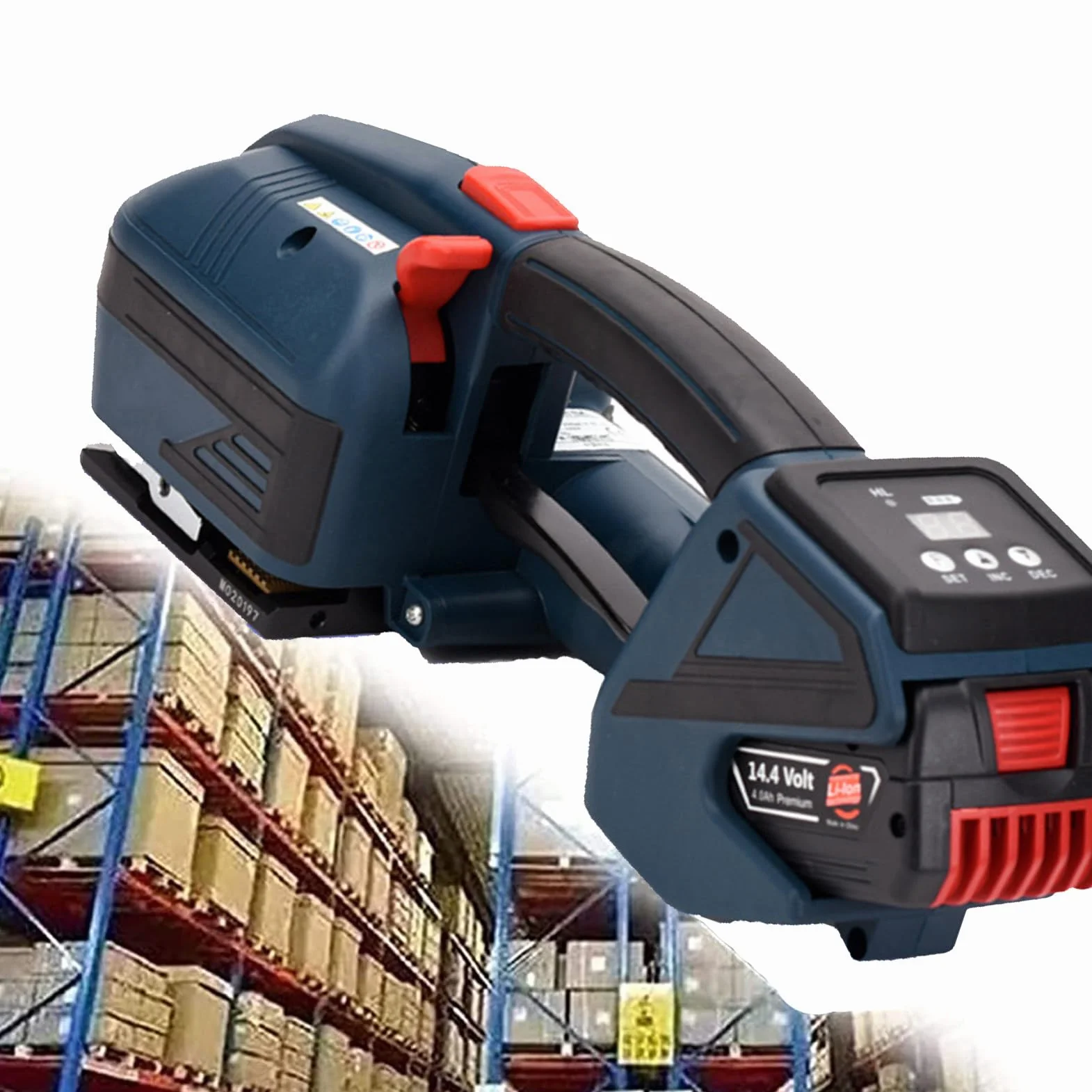 RayGenius Reggiatrici Automatiche Elettriche, Reggiatrici Manuali, Reggette Pet/Pte da 13-19 Mm, Reggiatrici Elettriche per Imballaggi Fissi,2Battery