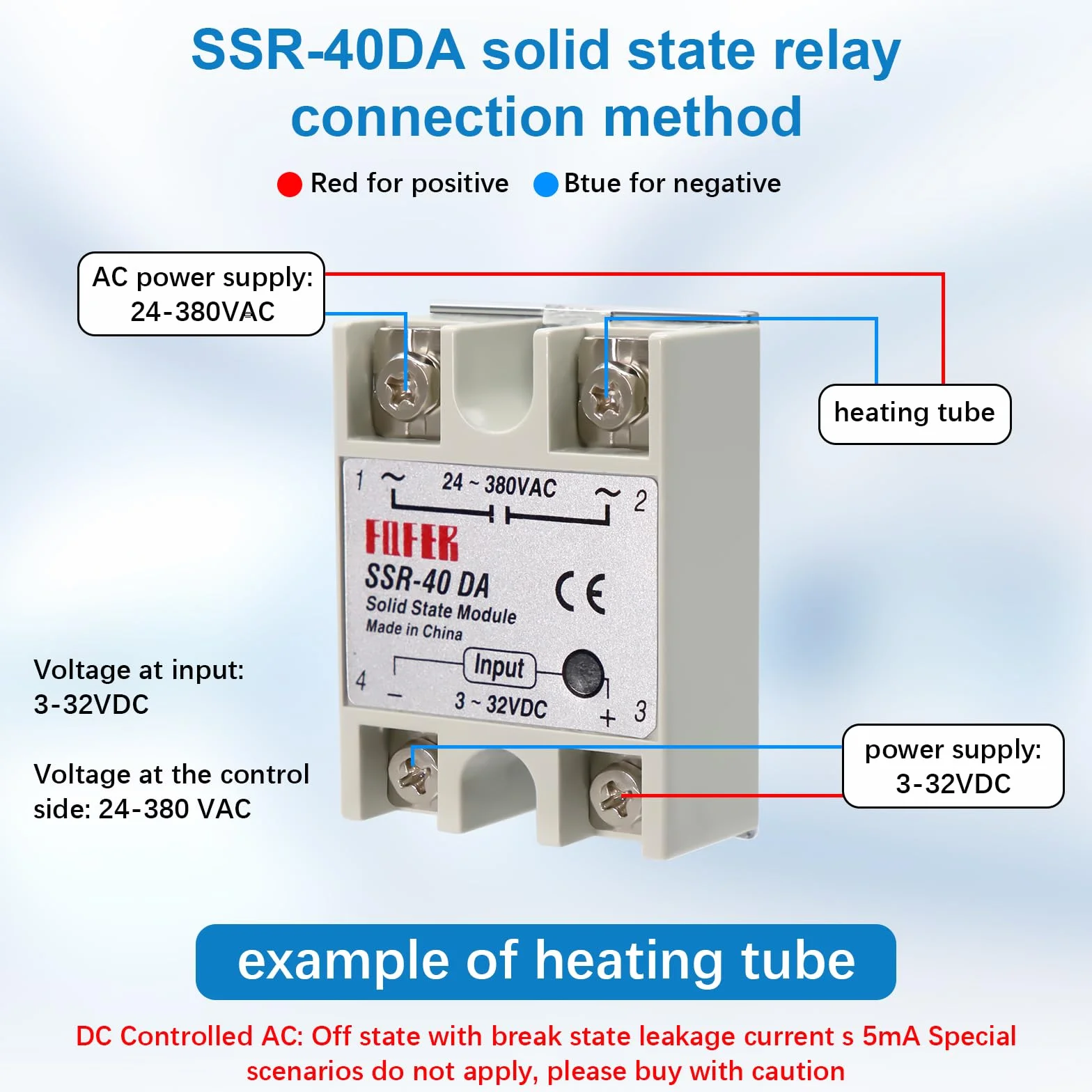 SSR-40DA Relè Stato Solido AYWHP relè Modulo 40A 3-32V DC-AC Relè per Il Processo di Automazione Industriale Elettronica per l'illuminazione