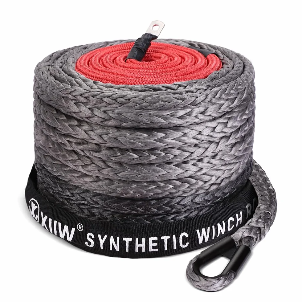 12-Strand 20500 LBS - Corda sintetica in plastica UHMWPE per argano, 10 mm x 28 m, con gancio protettivo, corda sintetica per verricello, corda forestale, 9299 kg, corda sintetica per rimorchio