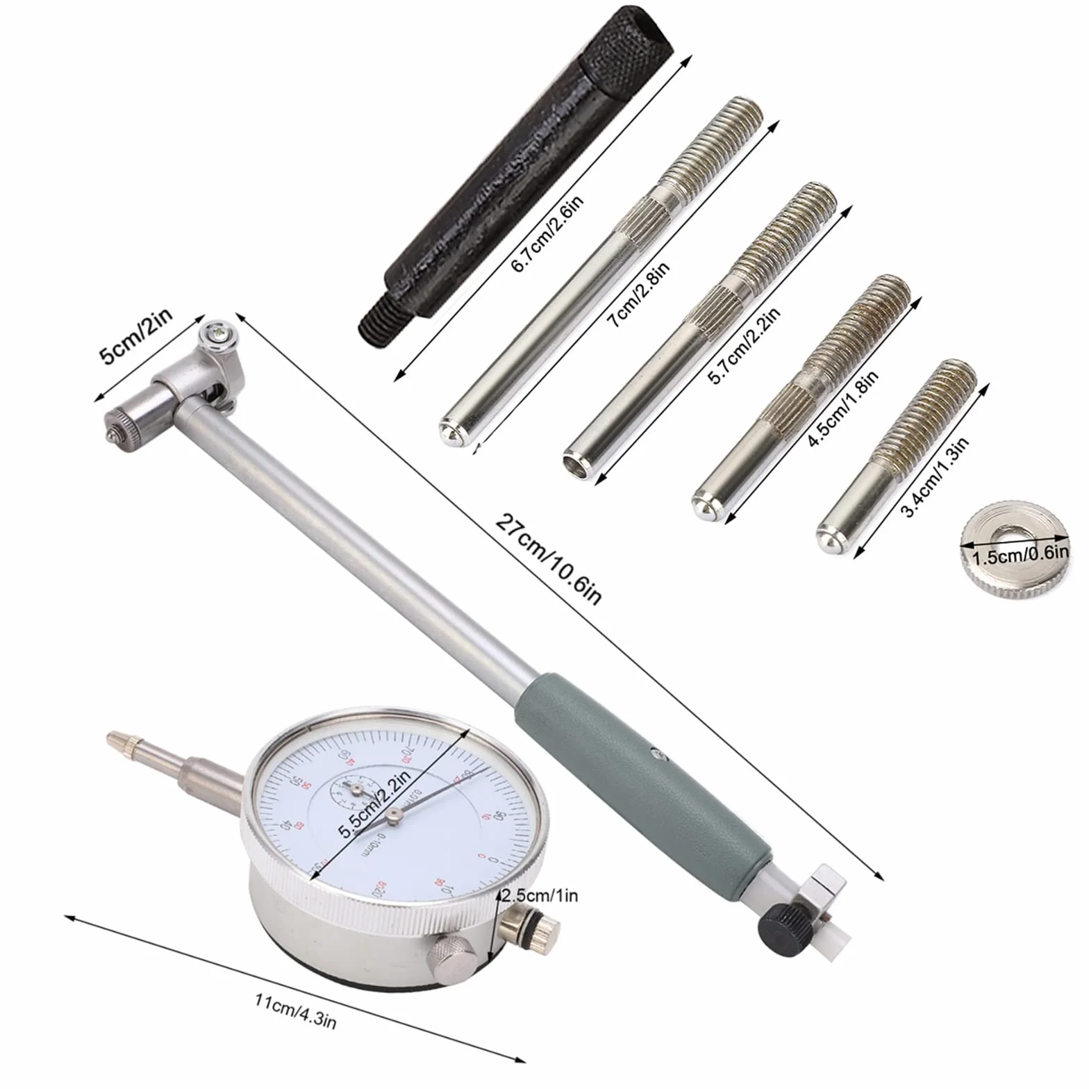 Alesametro a Quadrante, Calibro a Quadrante Indicatore di Alesaggio 50-160 Mm di Diametro, Kit di Strumenti per Cilindro Motore di Misurazione con Elevata Precisione, Testina di Misurazione per Piccol