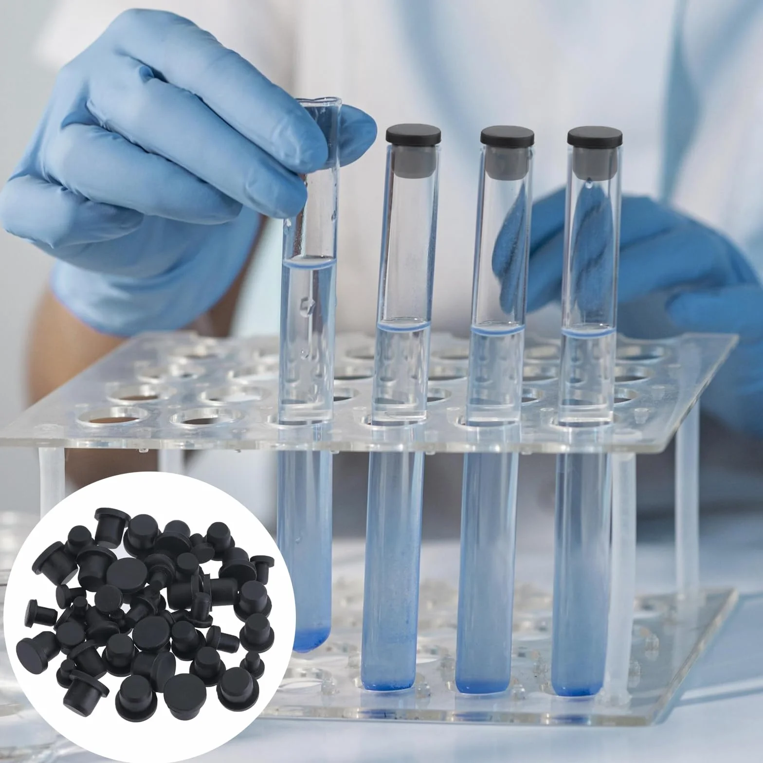 Tappi in Gomma Silicone Impermeabili, 5 Misure, 50 Pezzi, Fori 4-9,5 mm, Nero