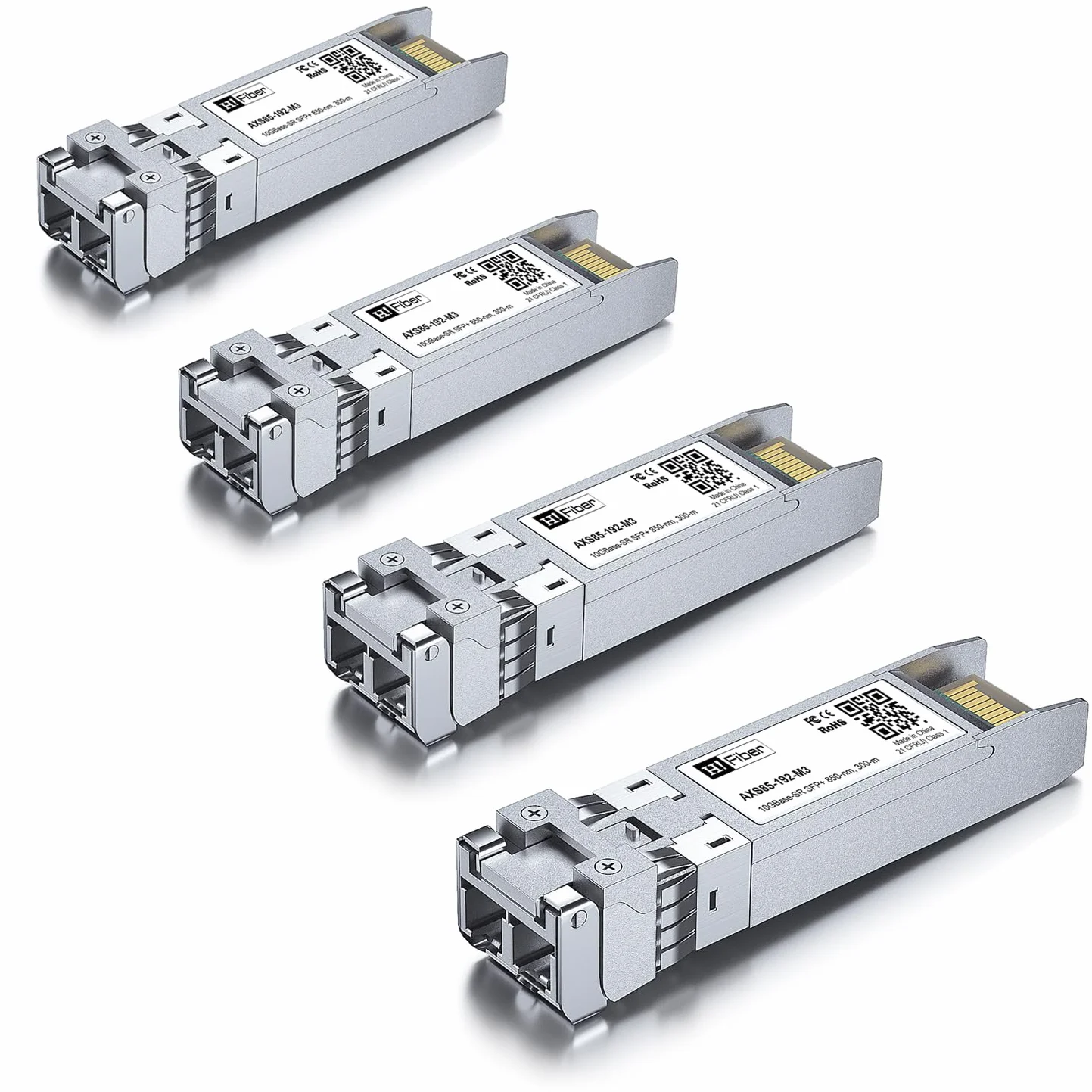 4 pezzi,10G Multimodale SFP+ LC Modulo, 10GBase-SR Fiber Transceiver per Cisco SFP-10G-SR, Meraki MA-SFP-10GB-SR, Ubiquiti UniFi UF-MM-10G, Mikrotik, Netgear and More (MMF,850nm,300m,DDM)