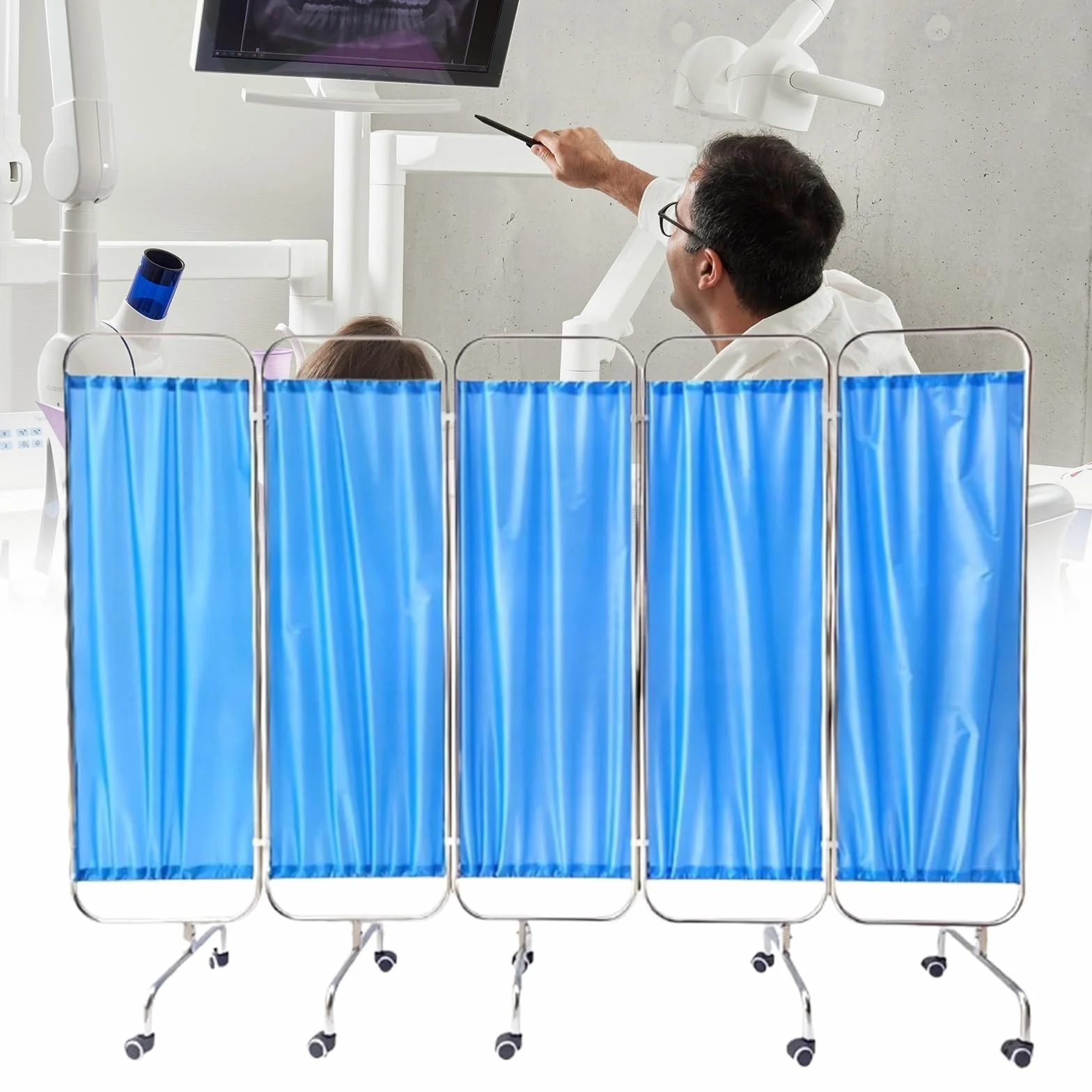 Schermo divisorio Medico per la Privacy, divisorio temporaneo Pieghevole per Ambienti, Schermo divisorio Portatile Pieghevole con Ruote, Portatile per ospedali, cliniche, Centri di Terapia i