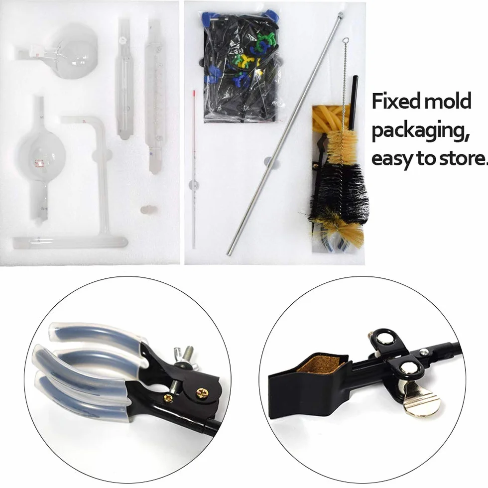 1000ml Dispositivo per distillazione di oli essenziali Kit per vetreria da laboratorio Kit per purificatore per distillatore di acqua a vapore con imbuto separatore per fornelli caldi (1000ml)