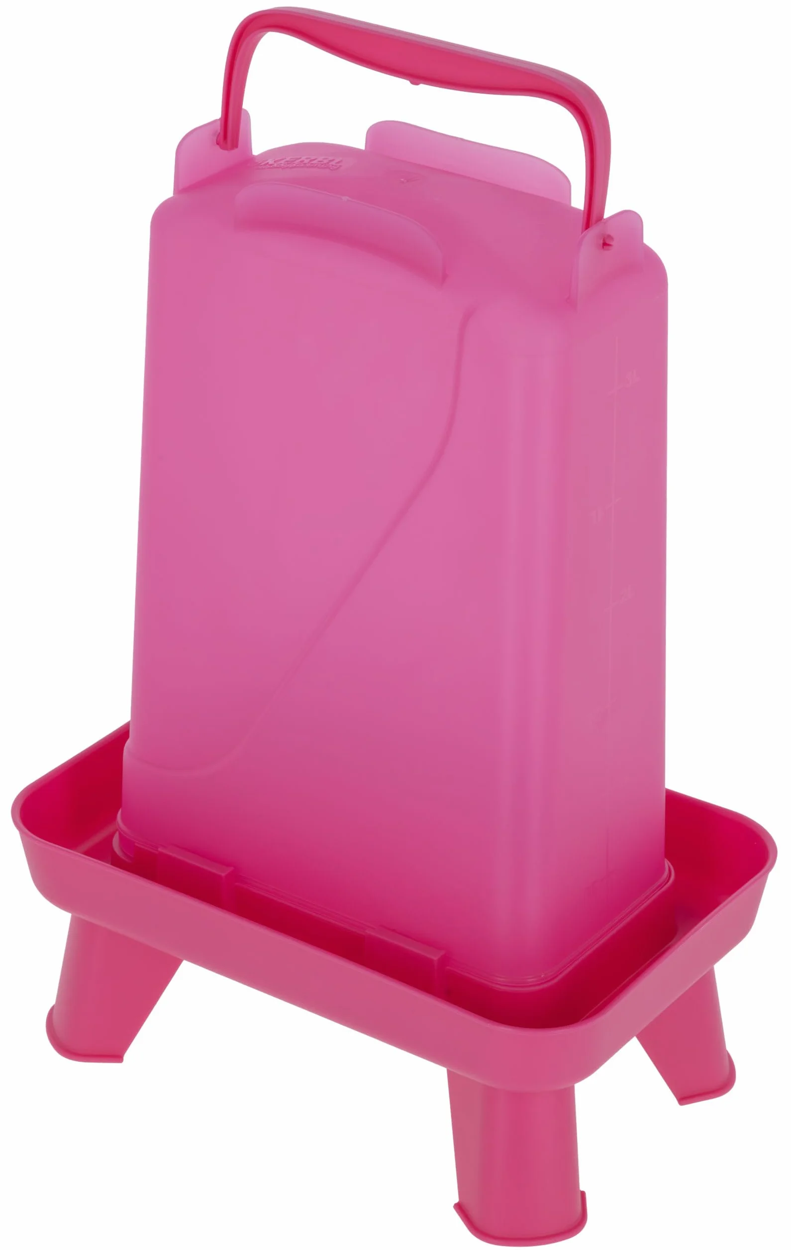 Kerbl Hobbyfarming Abbeveratoio in plastica con piedini, Alimentazione automatica dell'acqua, Supporto stabile, Resistente alle intemperie, Con maniglia per il trasporto, Piano trasparente, 3.5L, rosa
