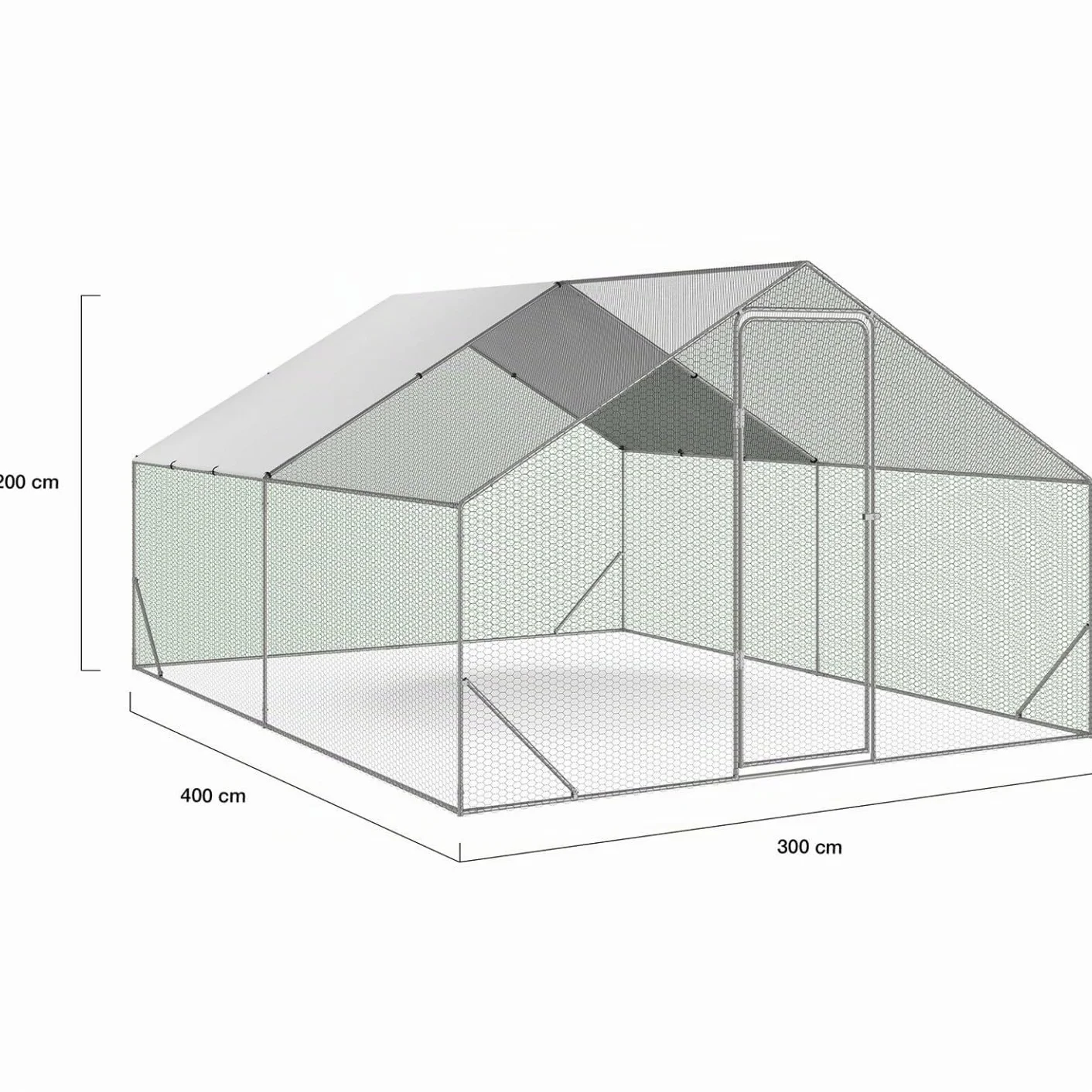 IDMarket, Recinto per pollaio da 12 m² e 4 x 3 m, in acciaio zincato