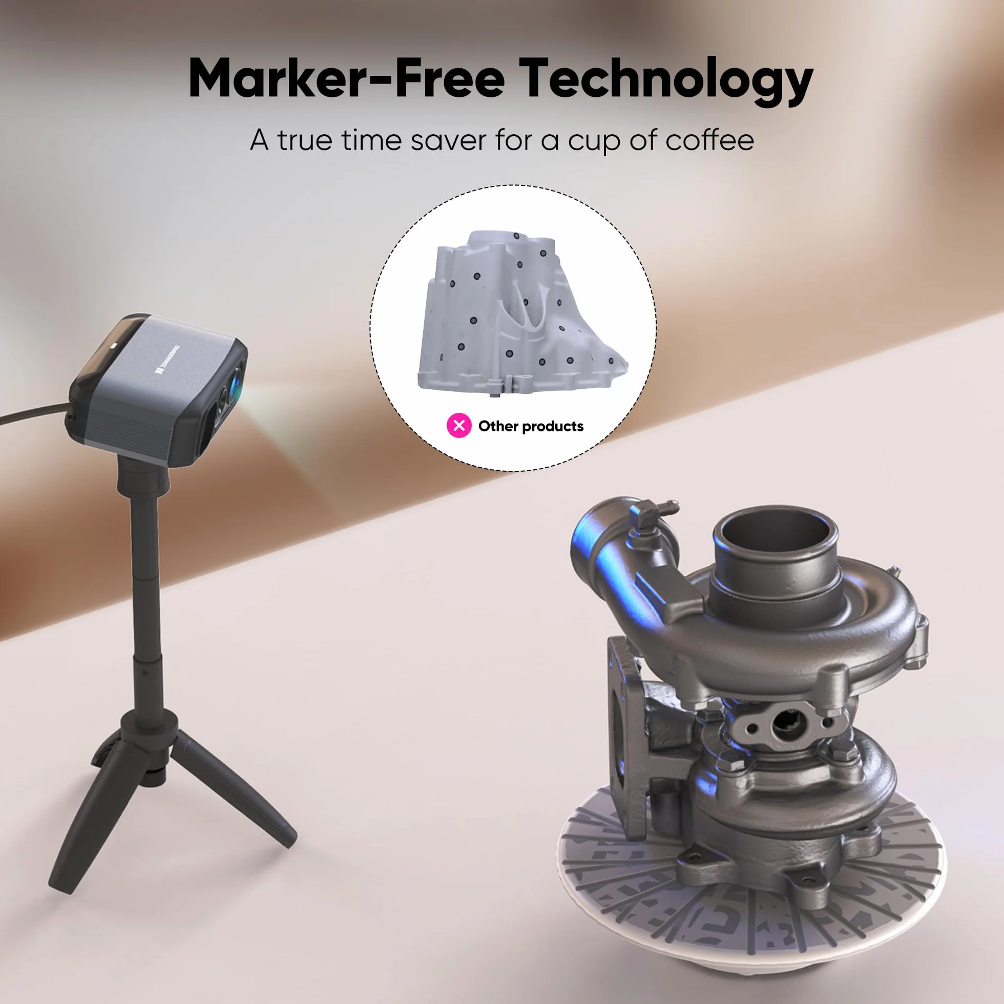 3DMakerpro Moose Scanner 3D per la modellazione 3D: scanner portatile con colori a 24 bit, precisione di 0,03 mm, tecnologia a luce blu, tracciamento AI, Windows/macOS (standard)