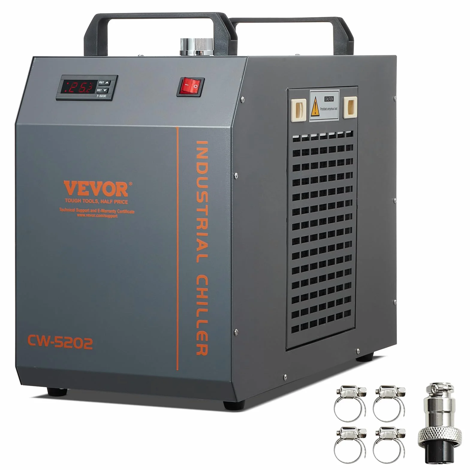 VEVOR Refrigeratore d'acqua industriale, CW-5202, sistema di raffreddamento, capacità del serbatoio dell'acqua 7 litri, portata 18 l/min per macchina per incisione laser