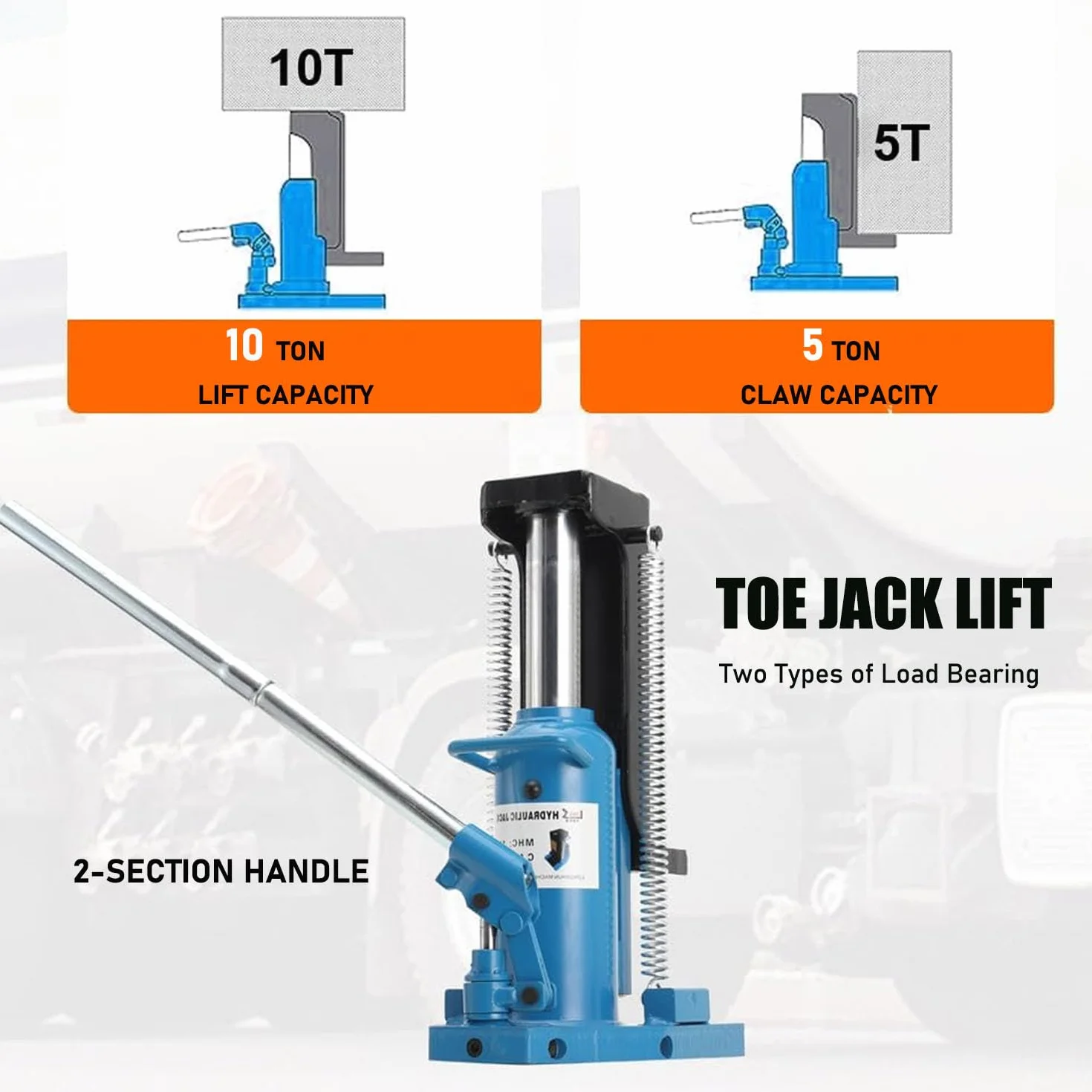 Hydraulischer Wagenheber, 5 ton/ 10 ton Martinetto Idraulica Toe Jack da Macchina Lift, Cric Idraulico a Bottiglia Sollevatore per Auto, Paesaggistici e Agricoli